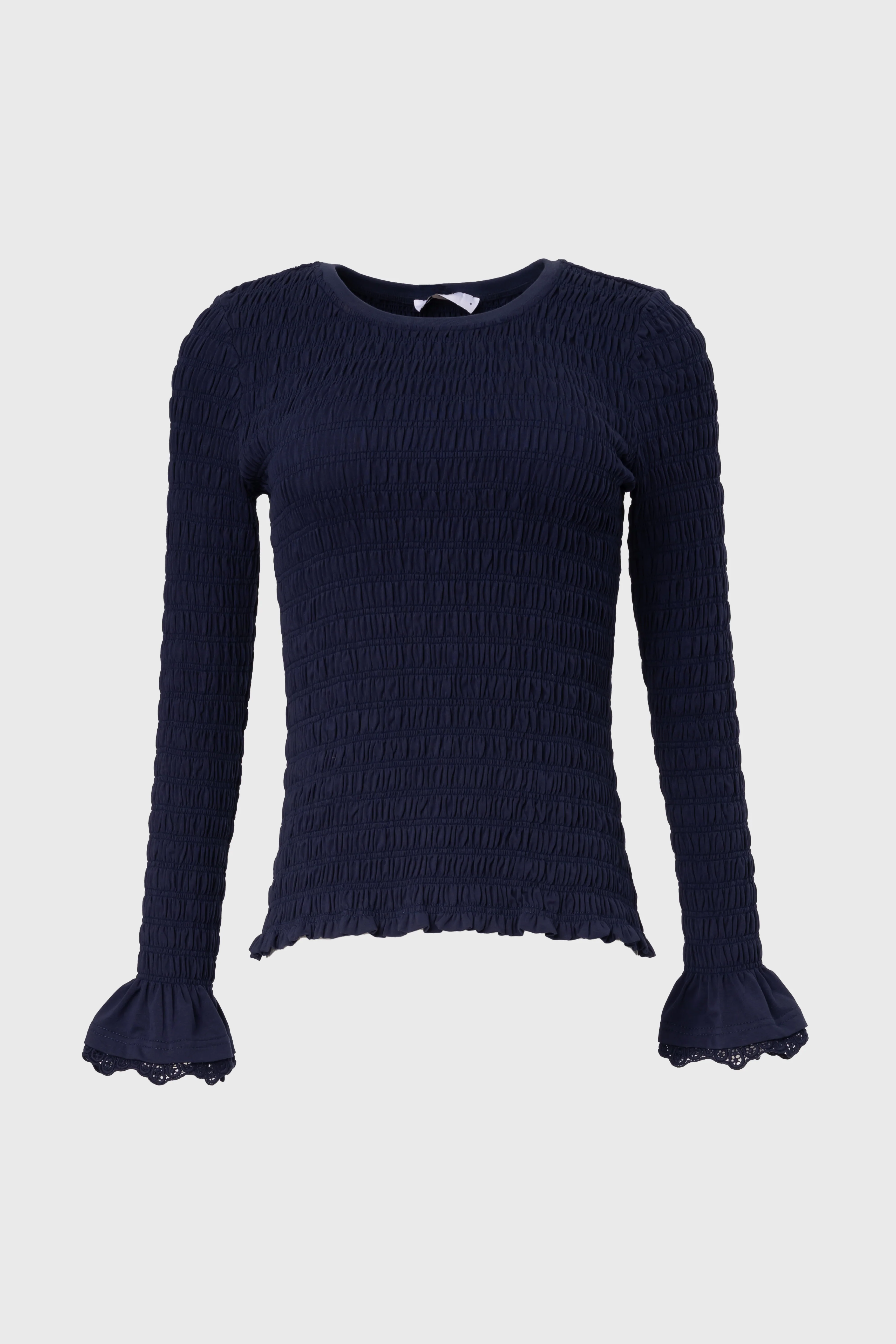 Navy Smocked Ruffle Sleeve T-Shirt - Image 5