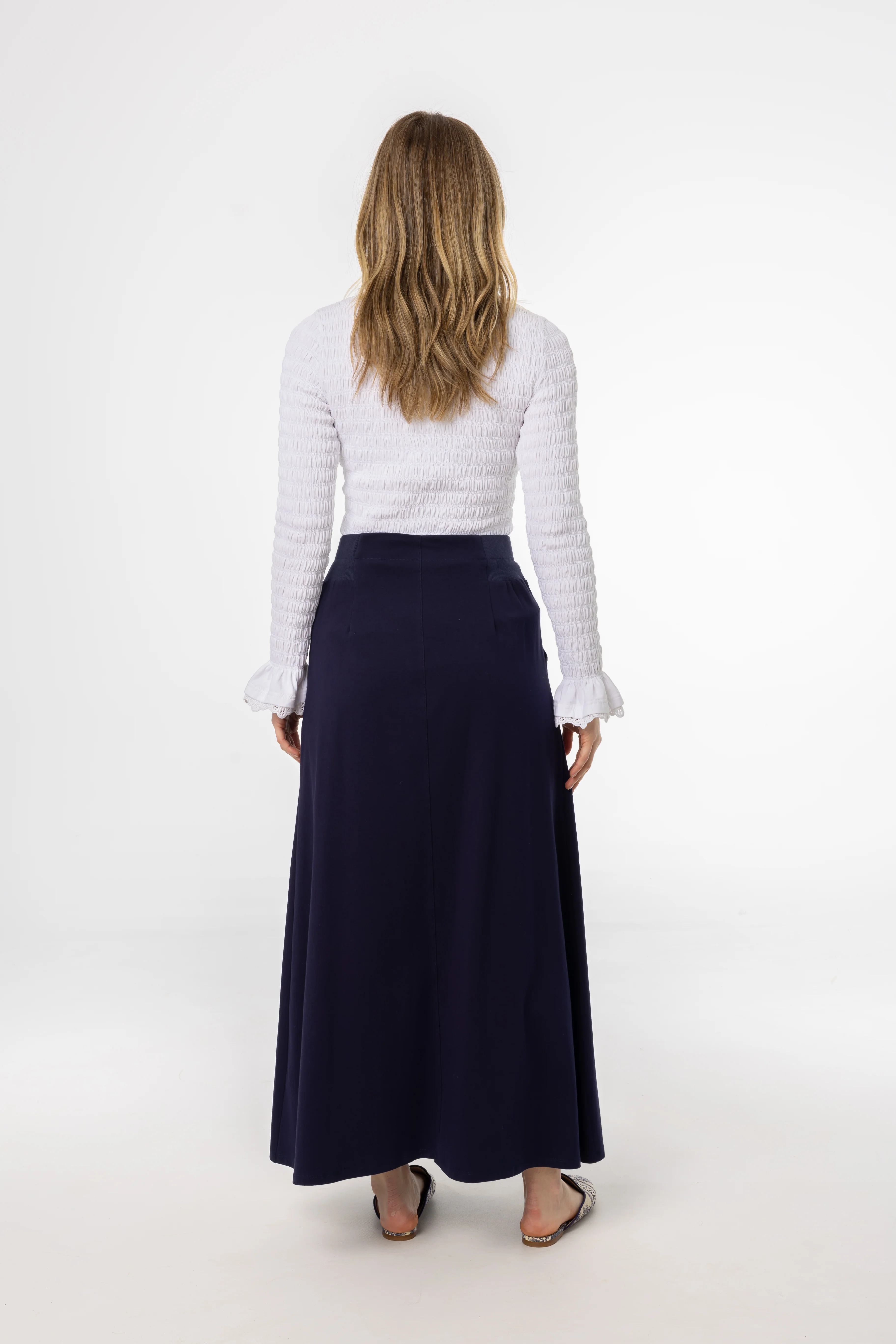 Navy Soft Stretch Maxi Skirt - Image 3