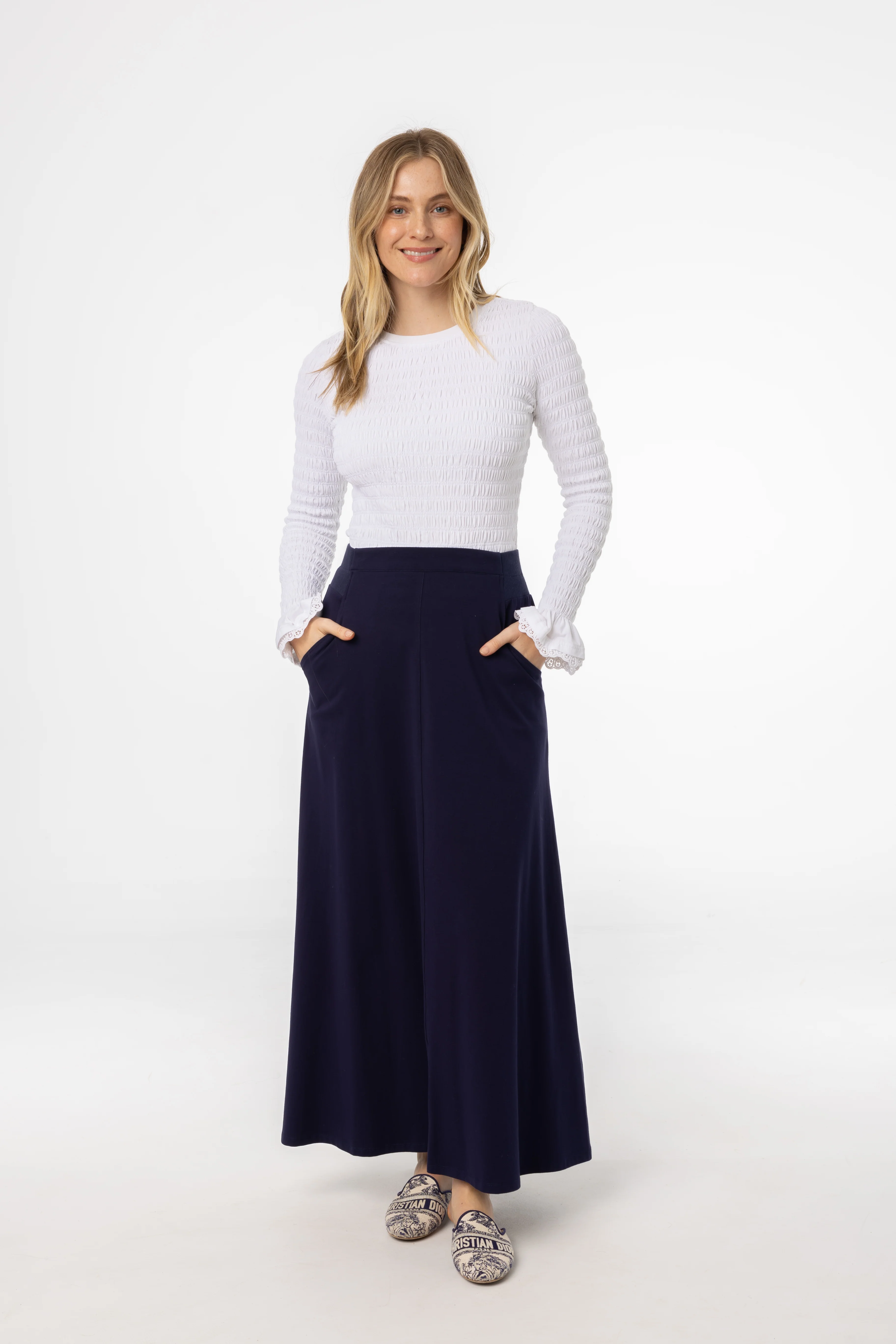 Navy Soft Stretch Maxi Skirt - Image 4
