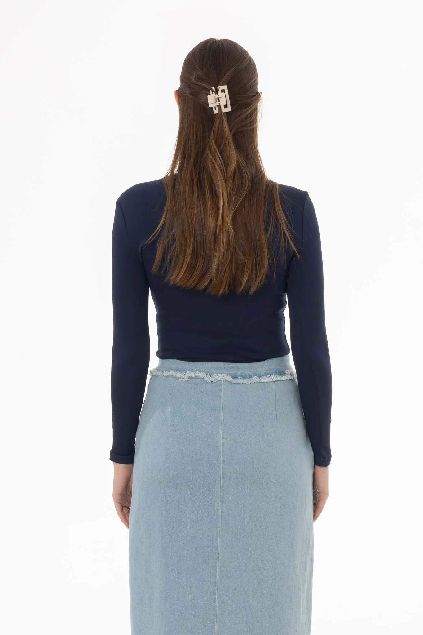 Navy Solid Long Sleeve T-Shirt - Image 4