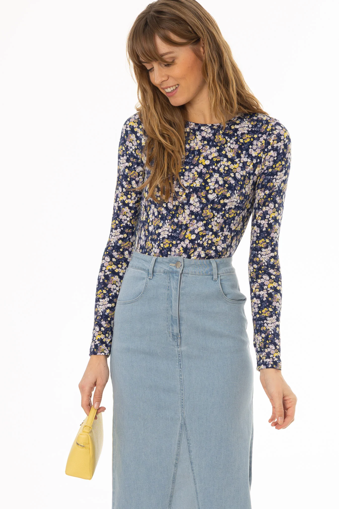 Navy Spring Printed T-Shirt