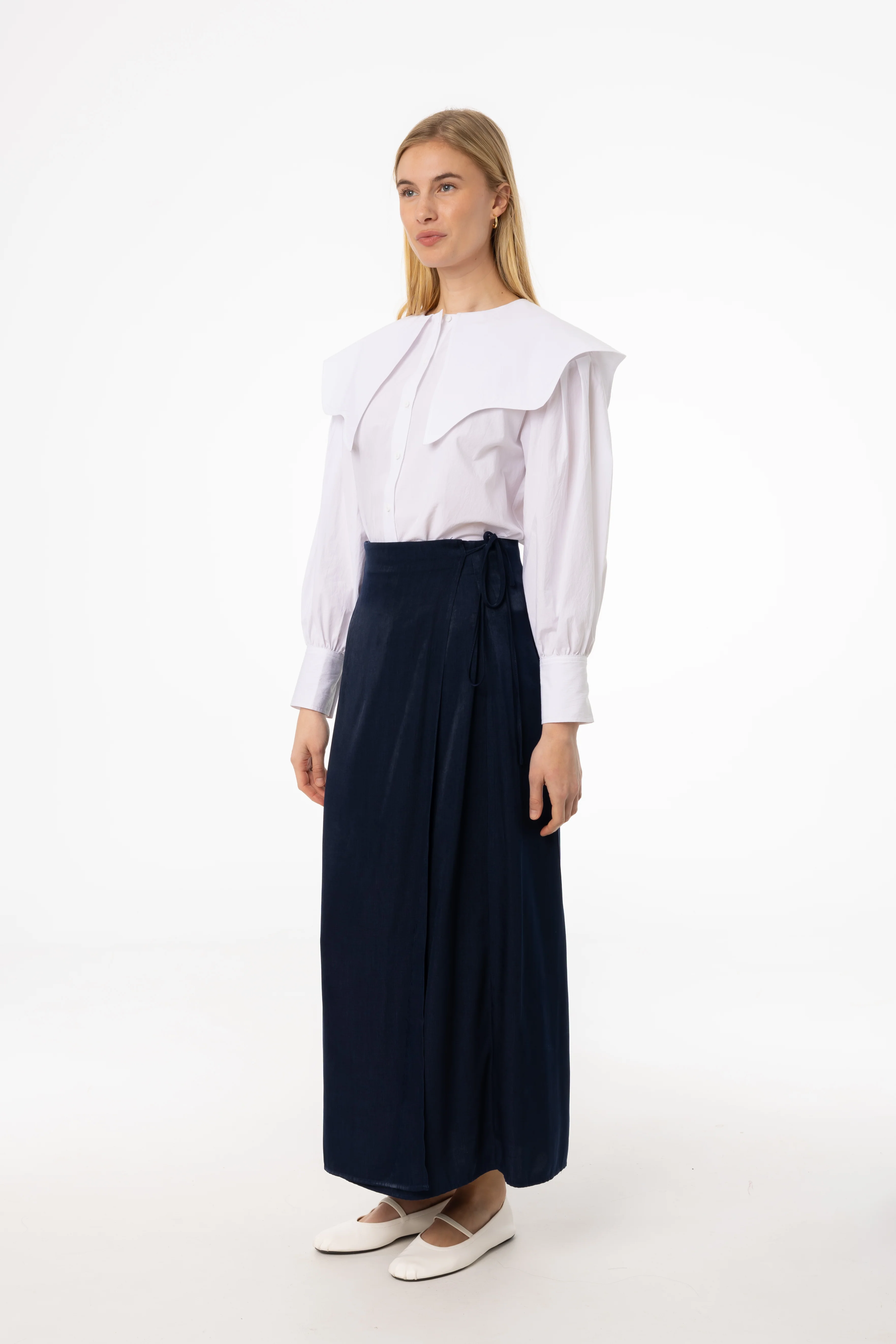 Navy Wrap Skirt - Image 2