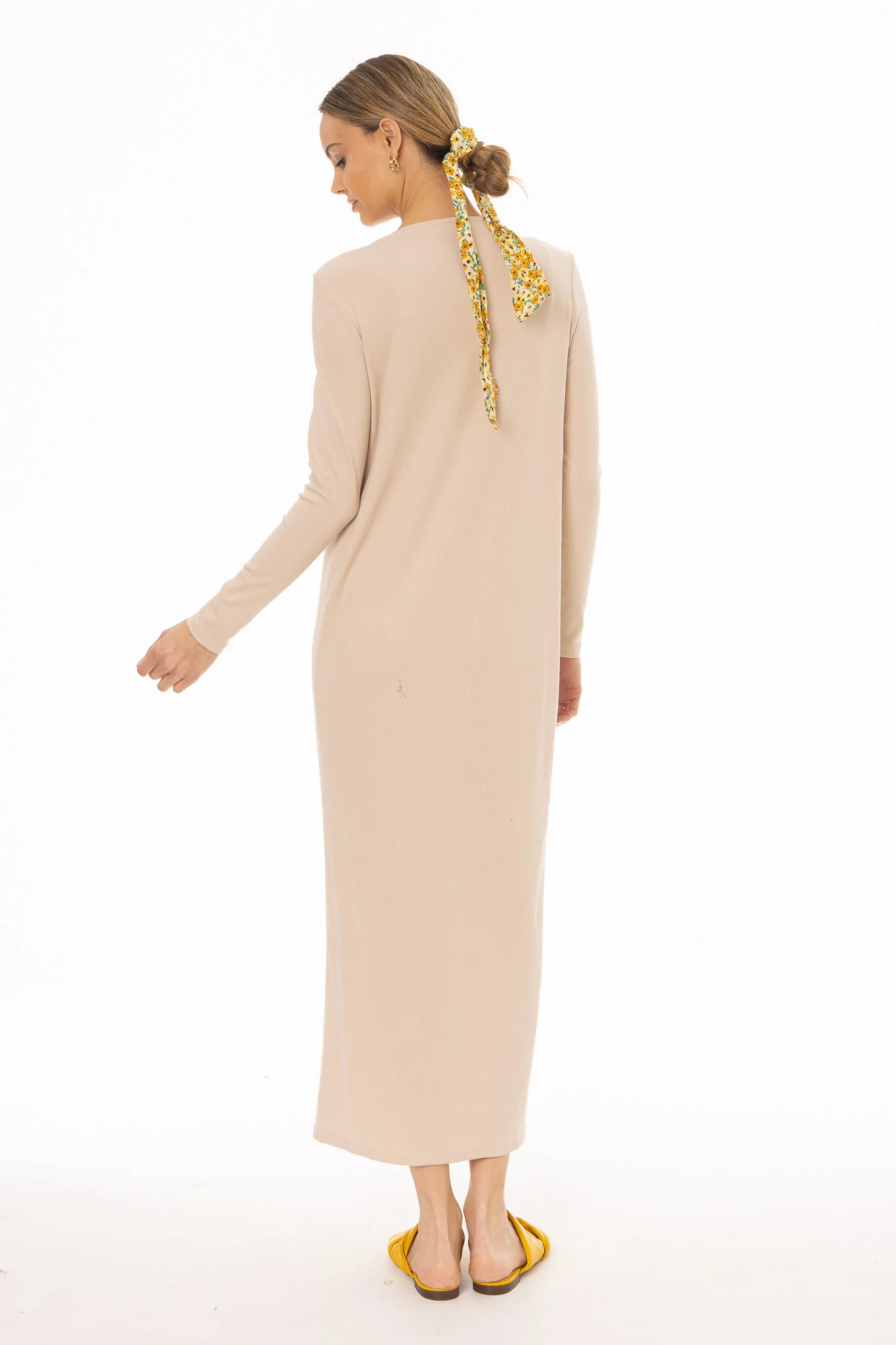 Oatmeal Criss Cross Tie Maxi Dress - Image 5