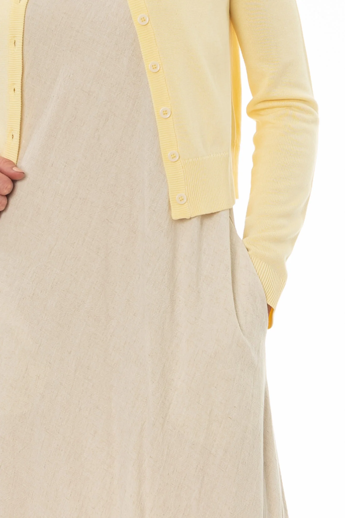 Oatmeal Linen Feel Slip Dress - Image 3