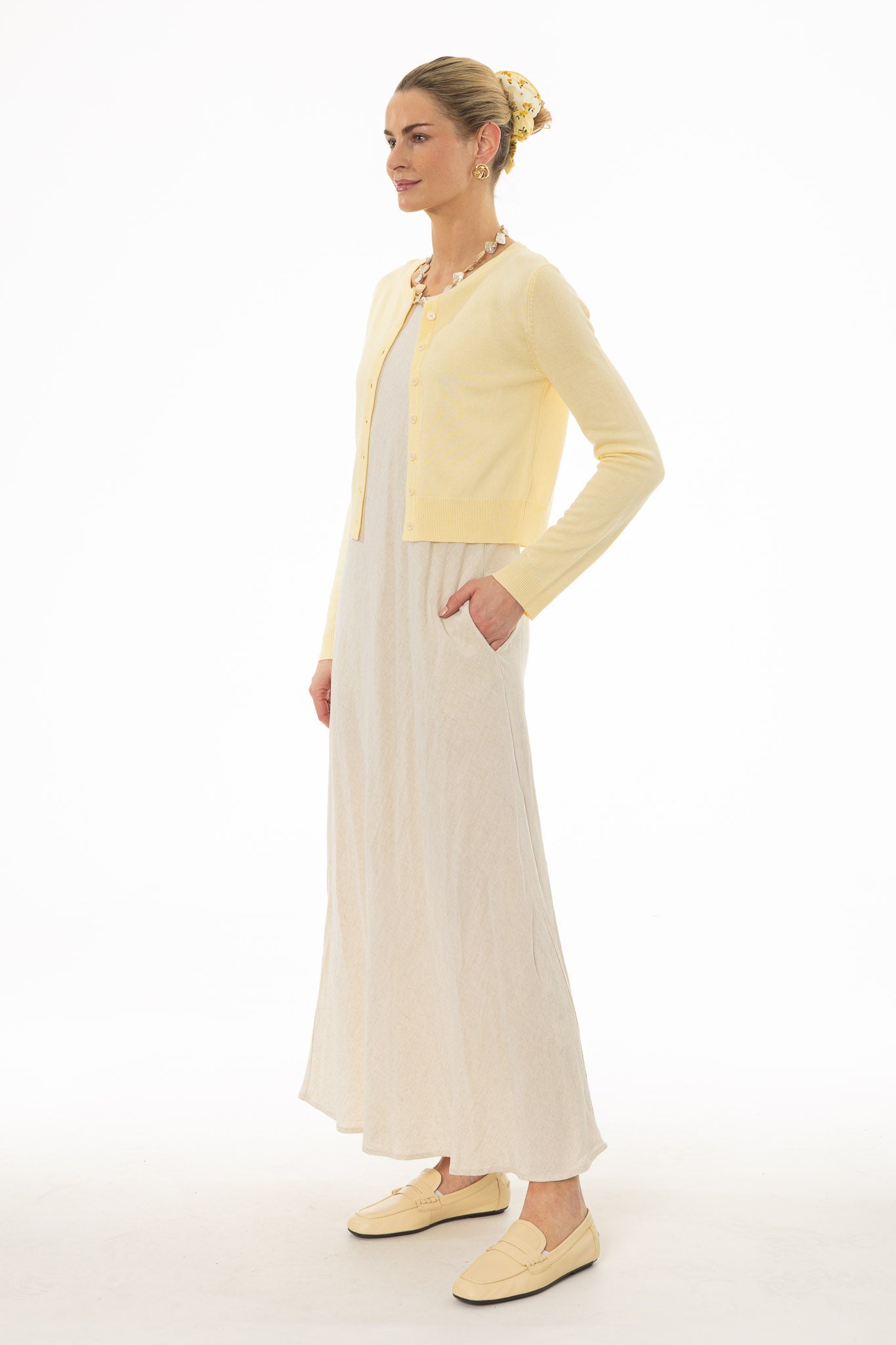 Oatmeal Linen Feel Slip Dress - Image 4