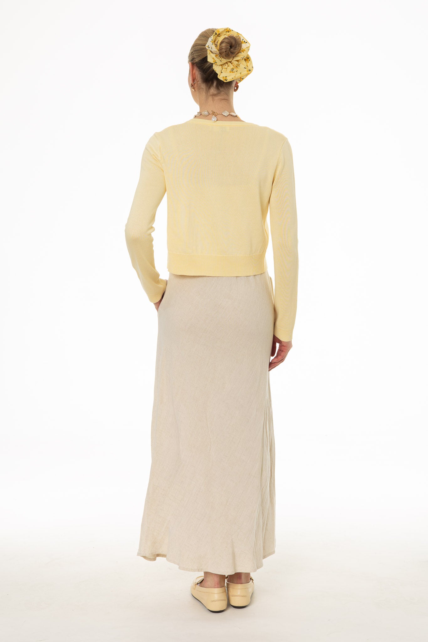 Oatmeal Linen Feel Slip Dress - Image 5