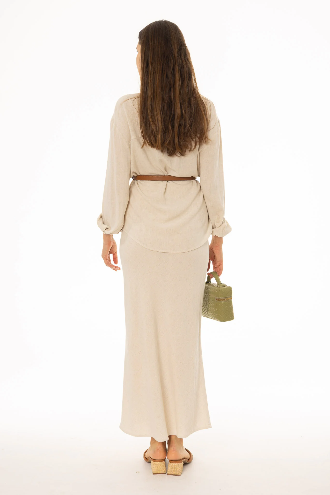 Oatmeal Linen Feel Slip Skirt - Image 4