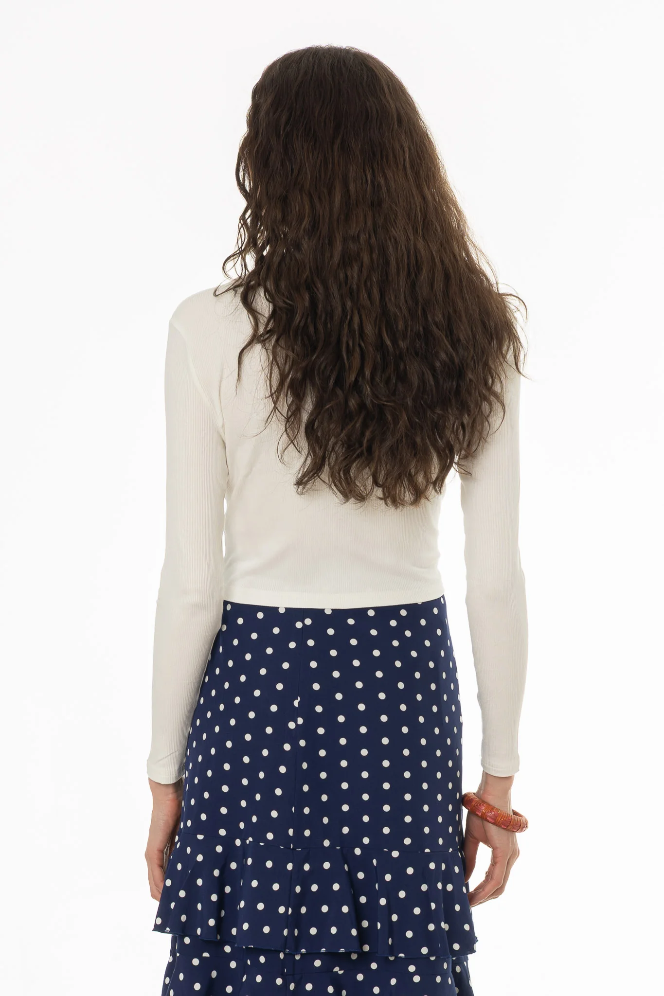 Off White Ribbed Cardigan - Image 4