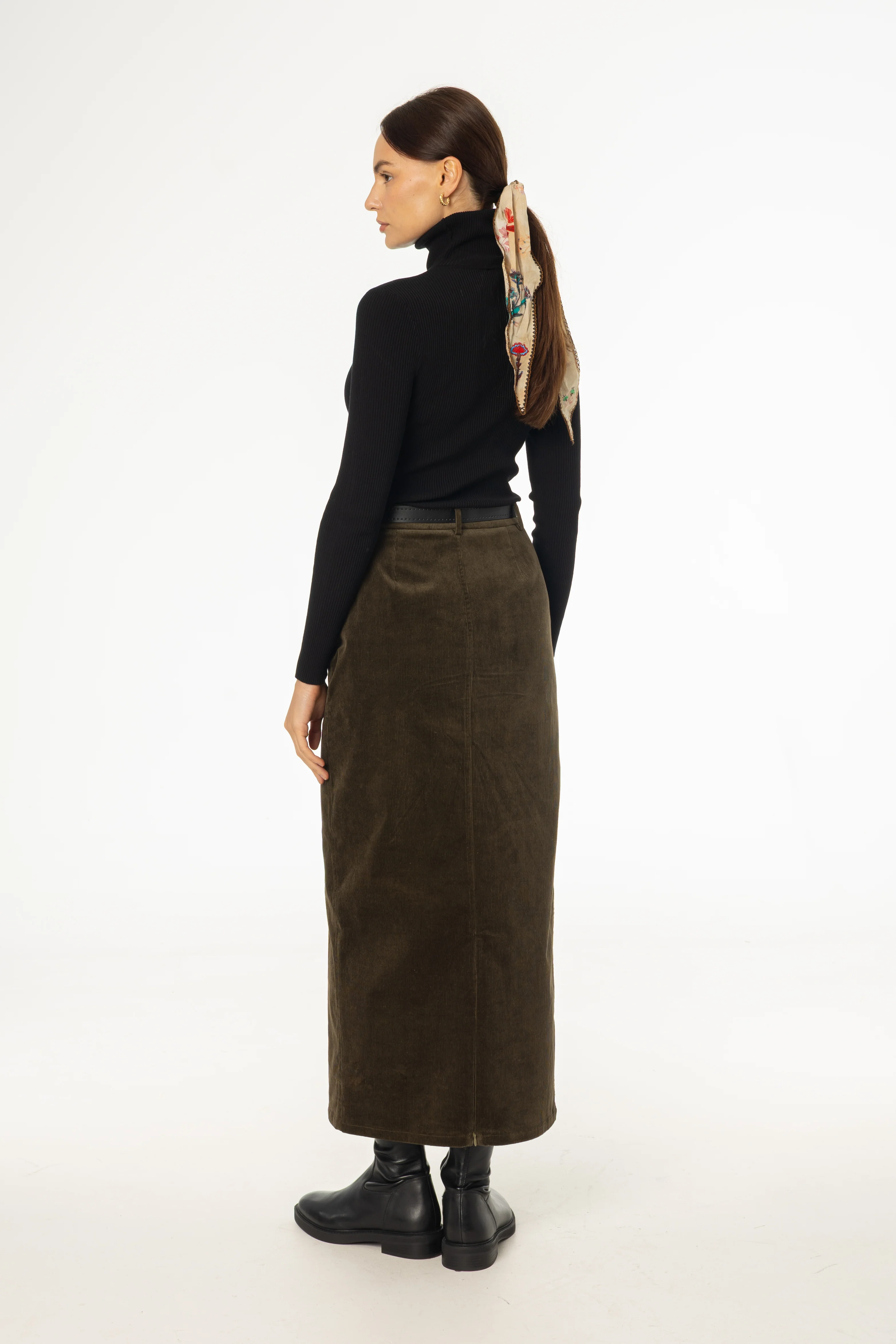 Olive Corduroy Skirt - Image 3
