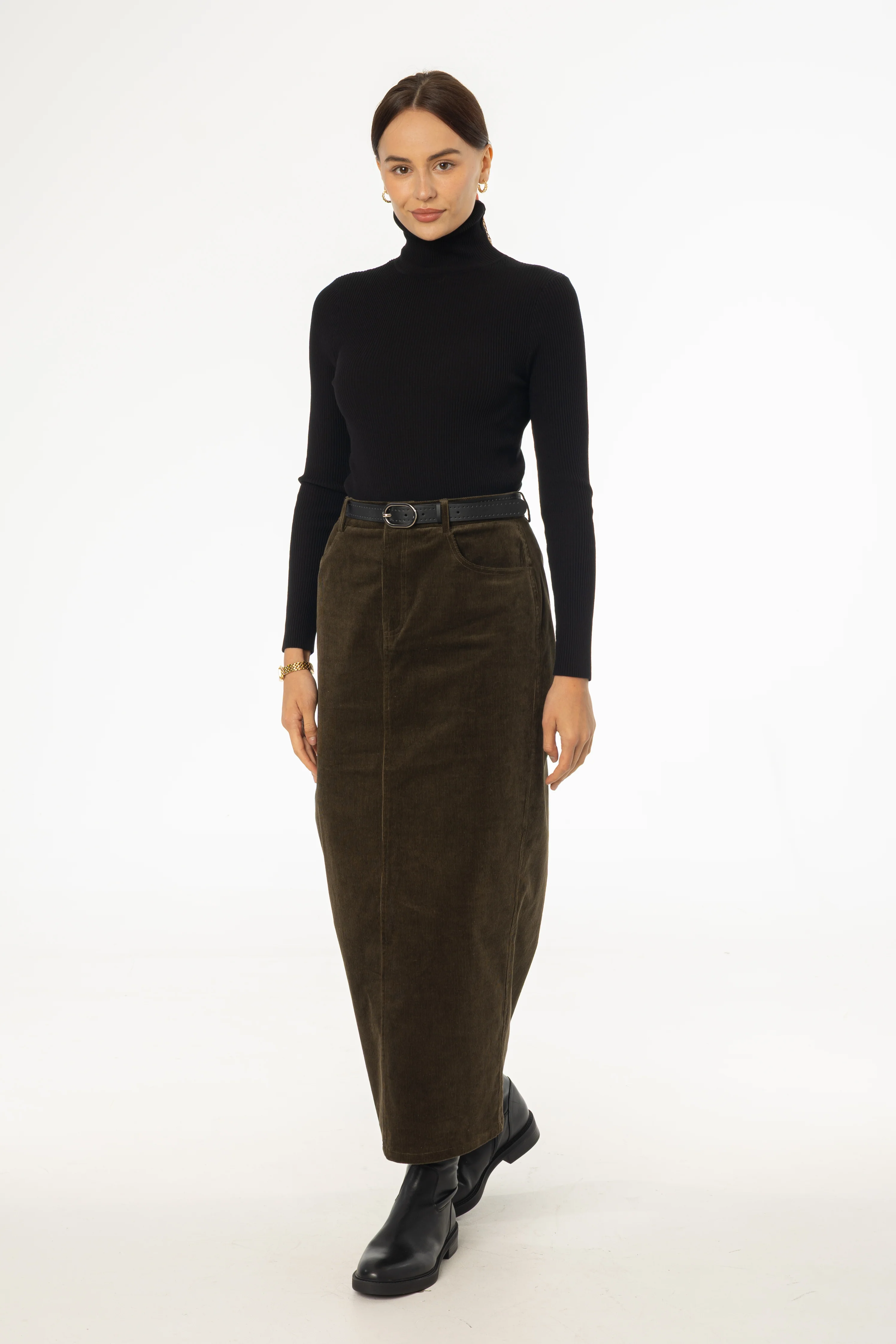 Olive Corduroy Skirt - Image 4