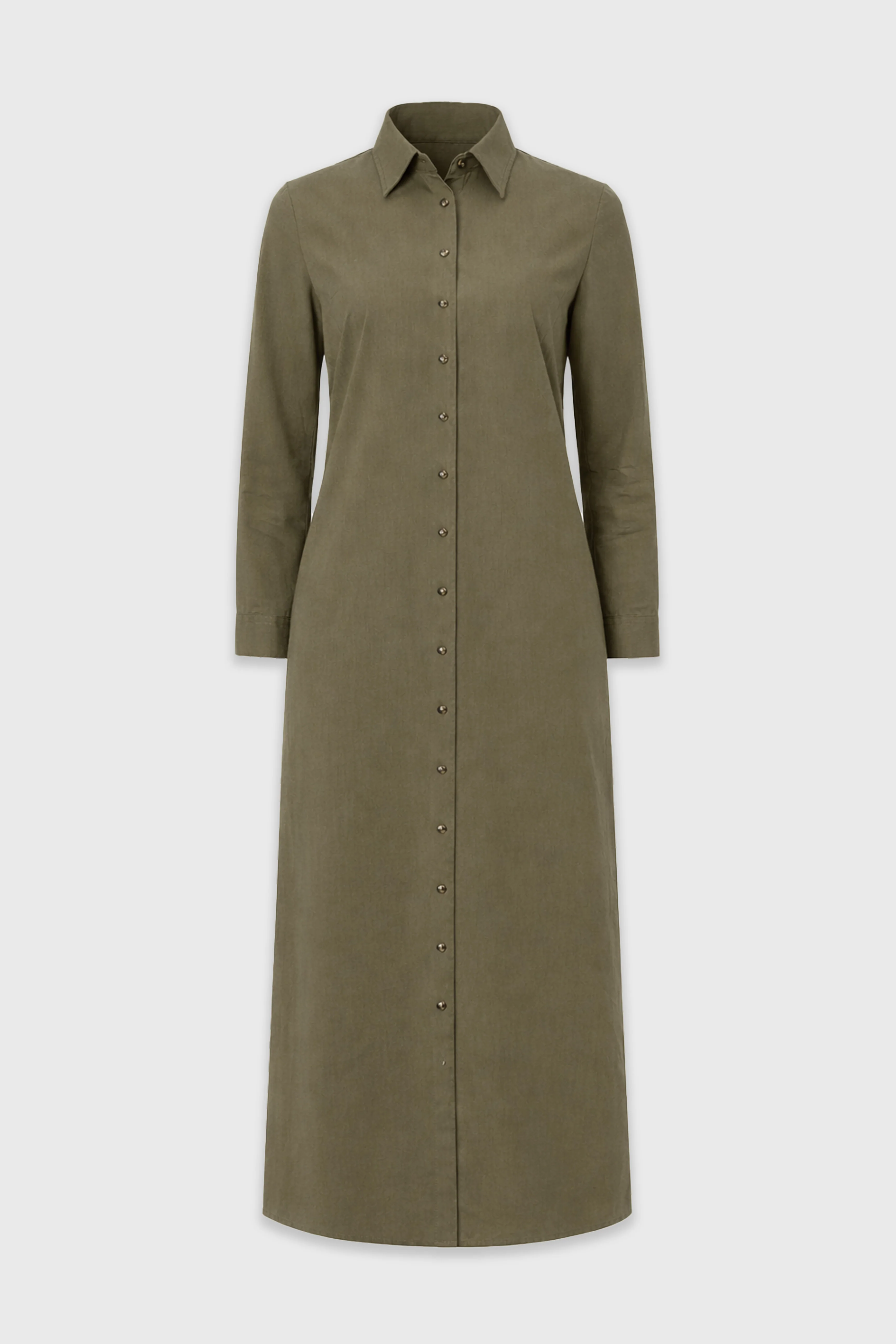 Olive Double Button Maxi Shirt Dress - Image 6