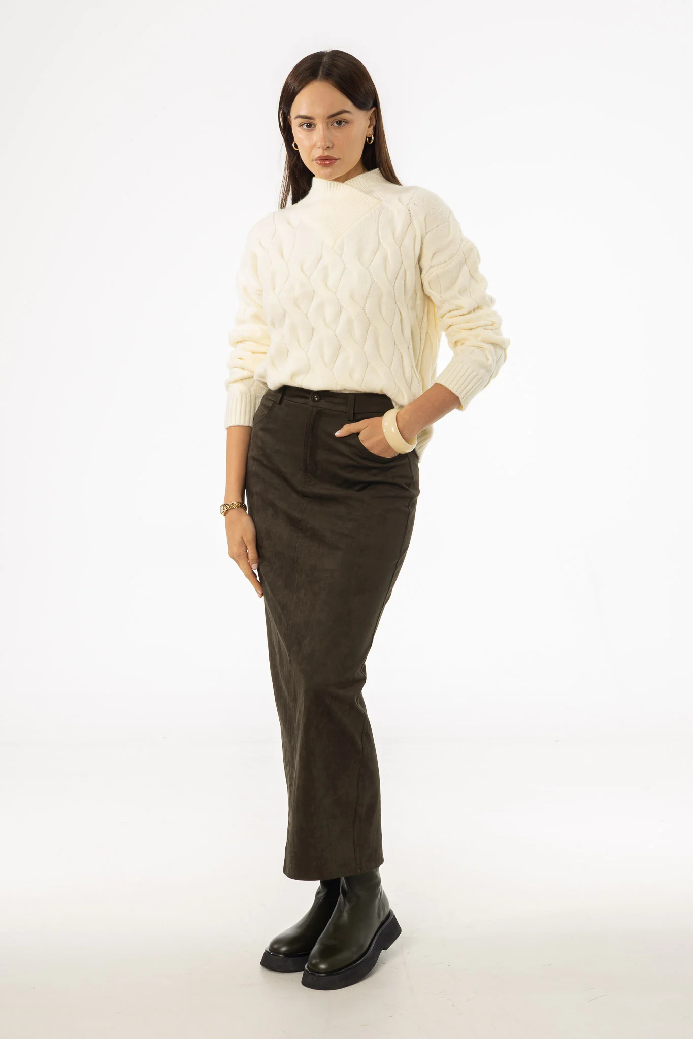Olive Everyday Microsuede Skirt - Image 4