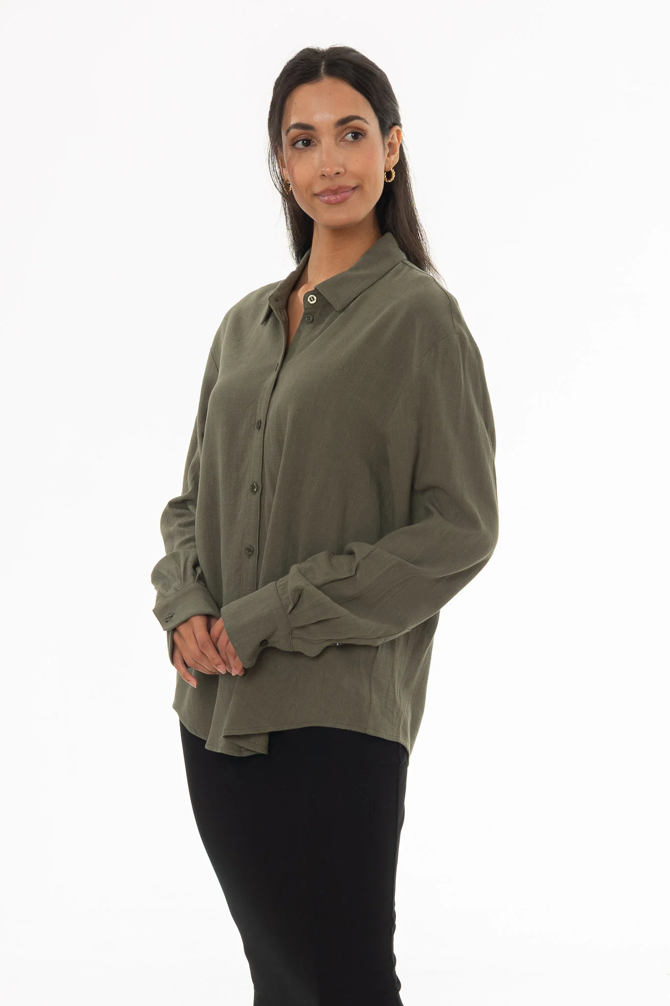 Olive Linen Feel Blouse - Image 4