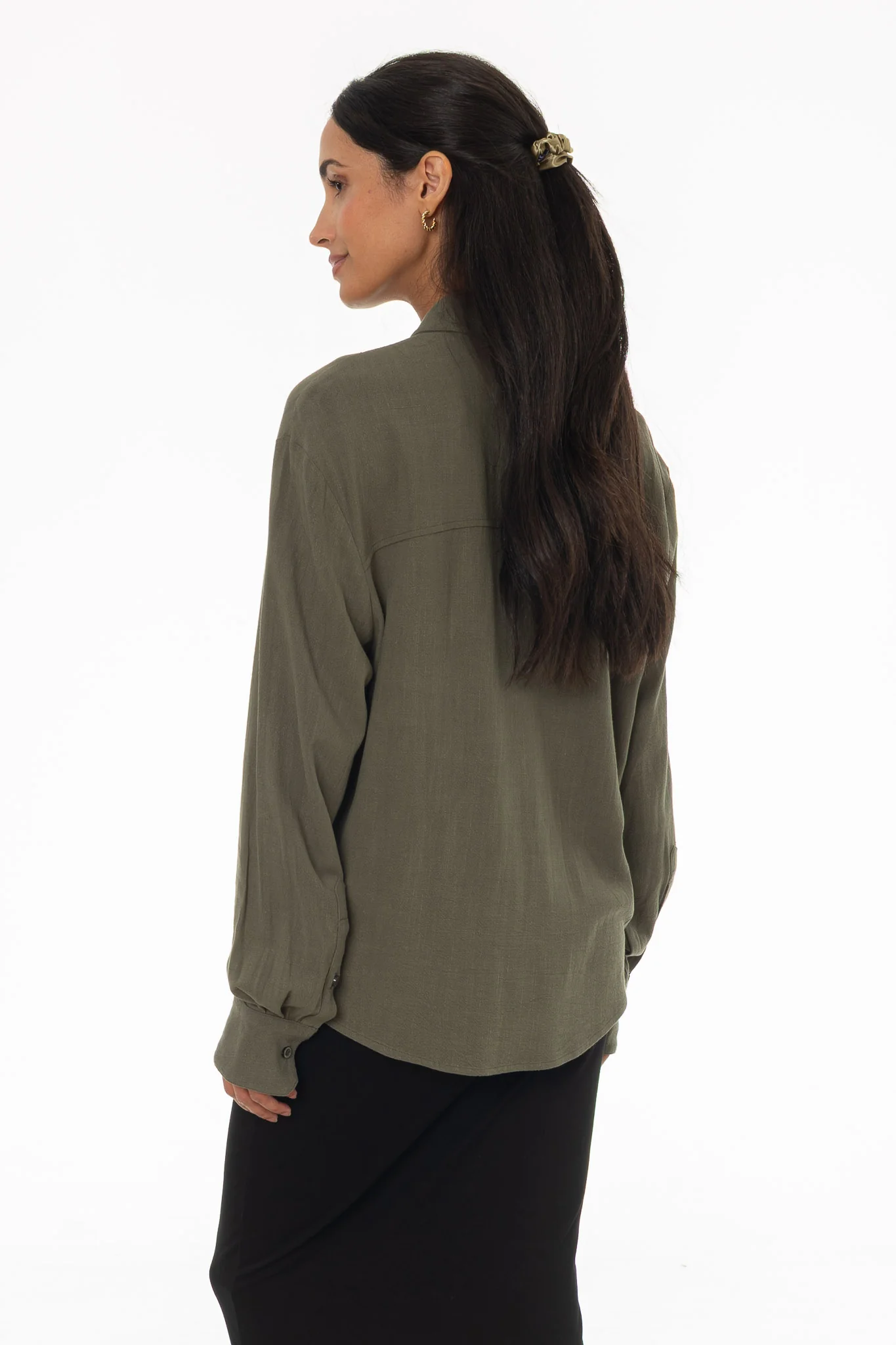 Olive Linen Feel Blouse - Image 5