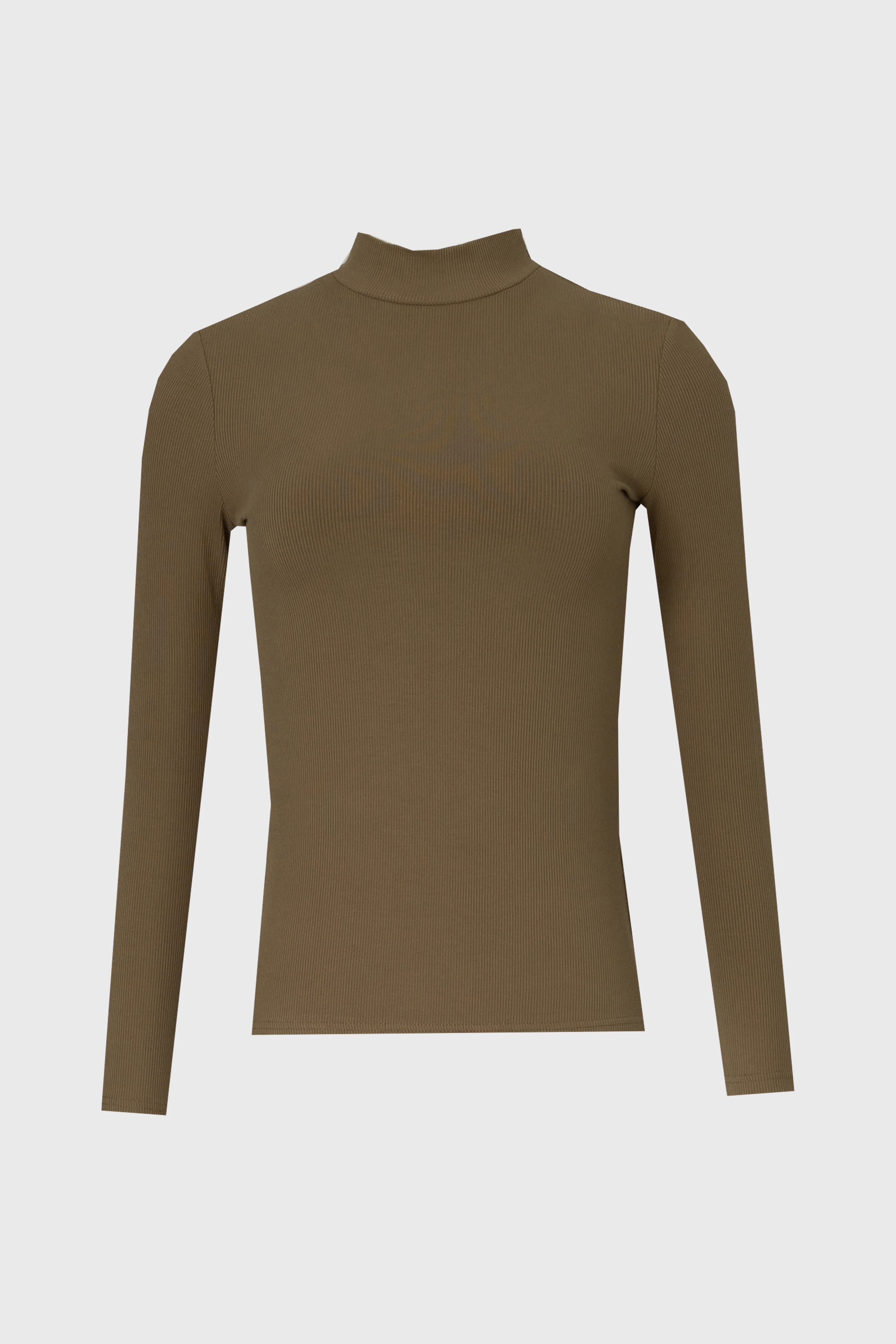 Olive Ribbed Mock Neck Top - Image 5