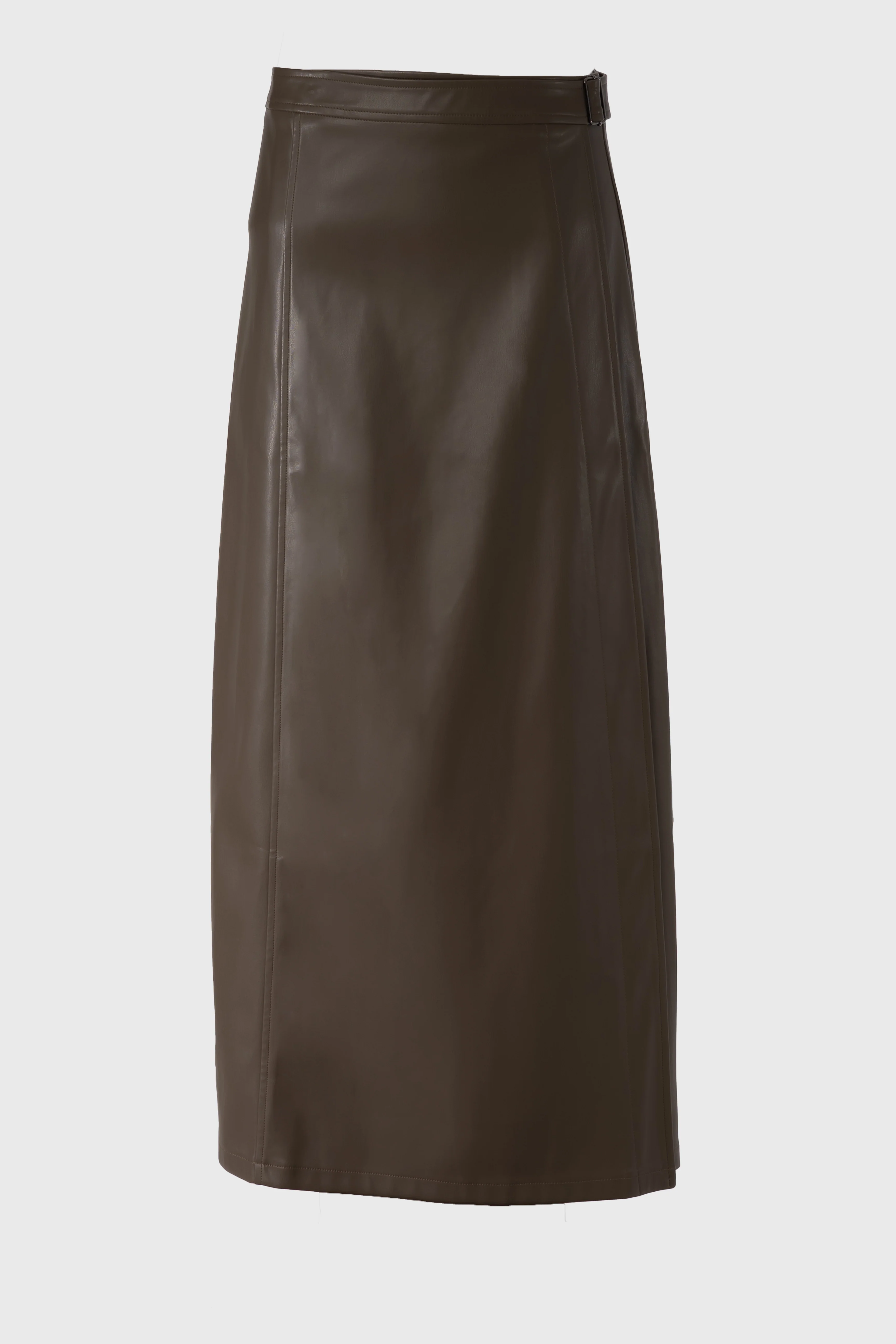 Olive Wrap Vegan Leather Maxi Skirt - Image 5
