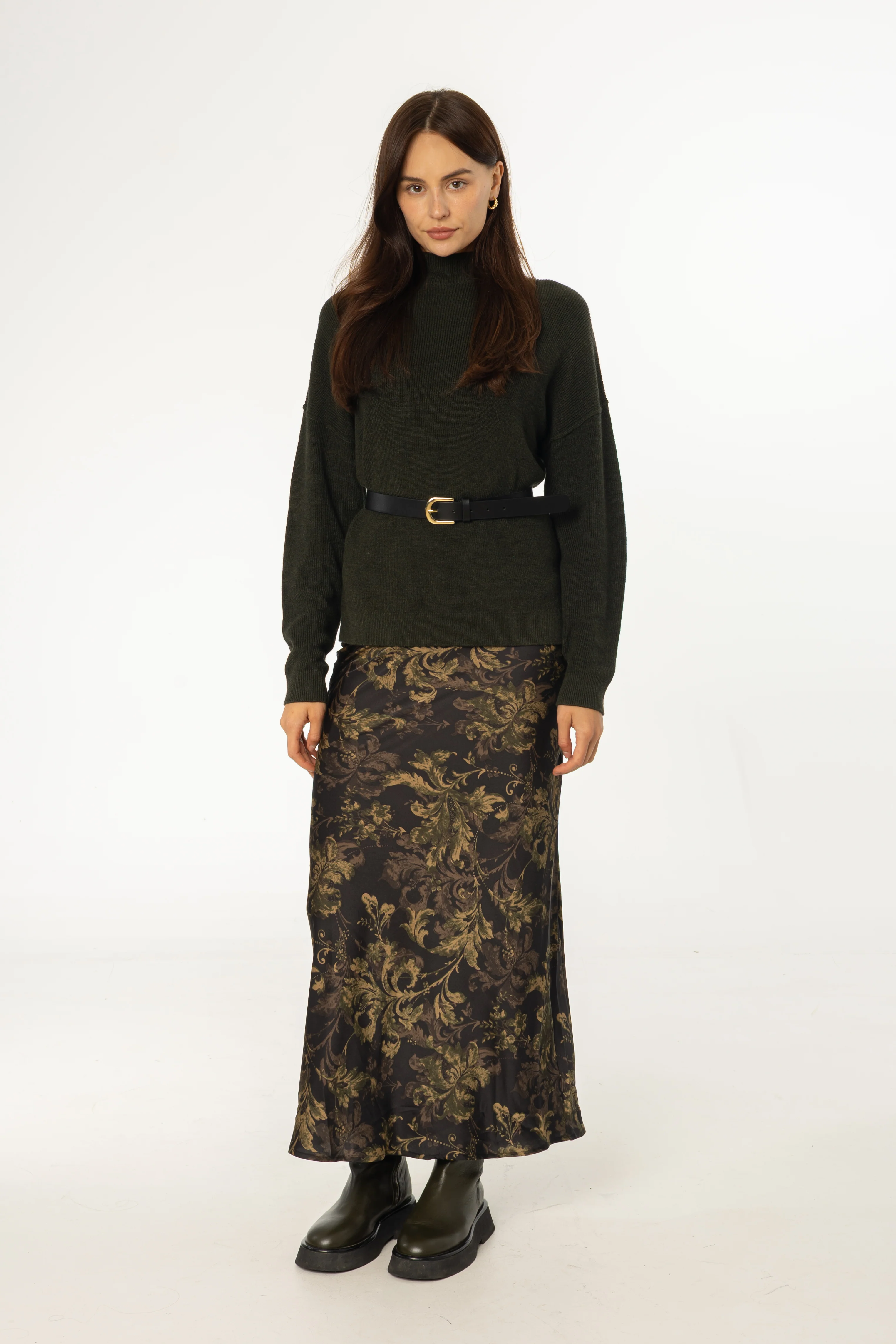 Green Paisley Printed Slip Skirt - Image 4
