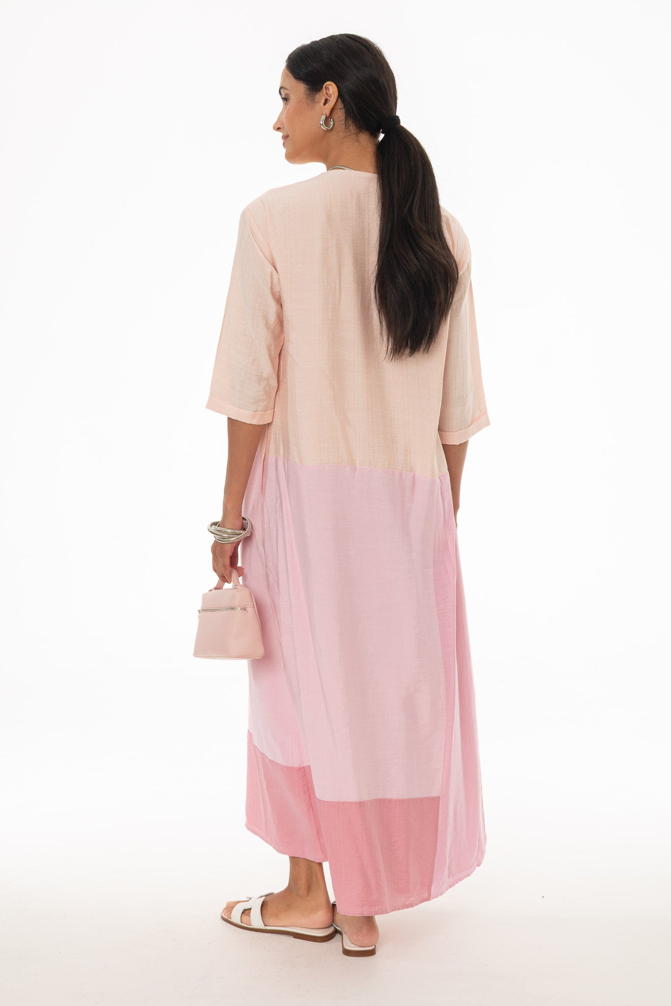 Pink Colorblock Oversized Maxi Dress - Image 4