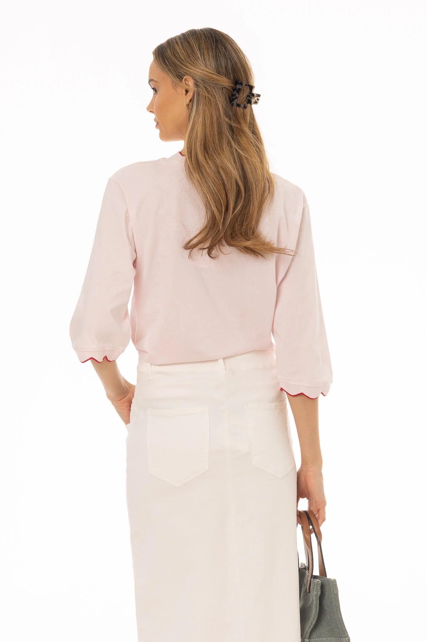 Pink Contrast Hem Dolman T-Shirt - Image 4