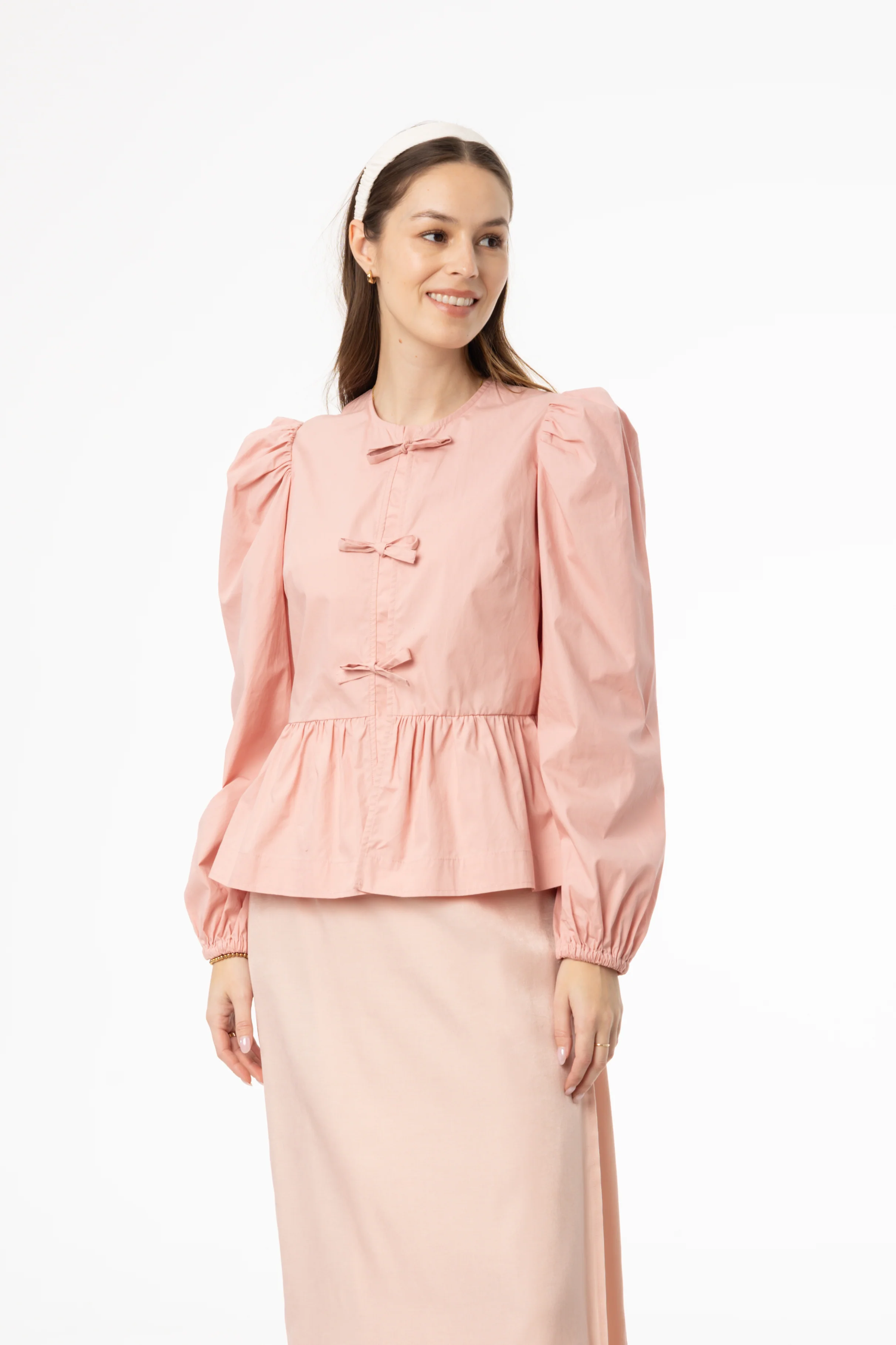 Pink Cotton Bow Blouse - Image 2