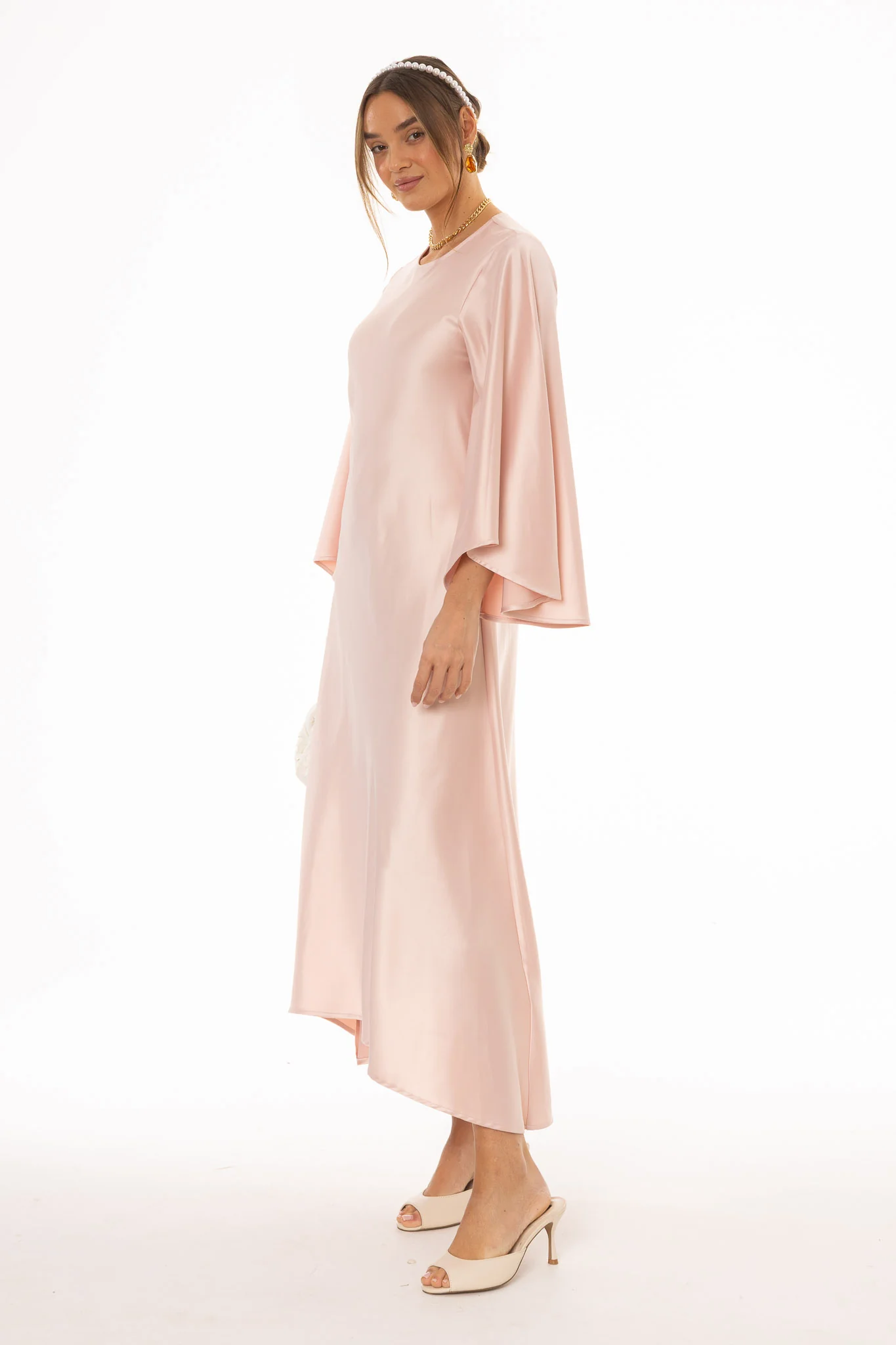 Pink Flare Sleeve Maxi Dress - Image 2