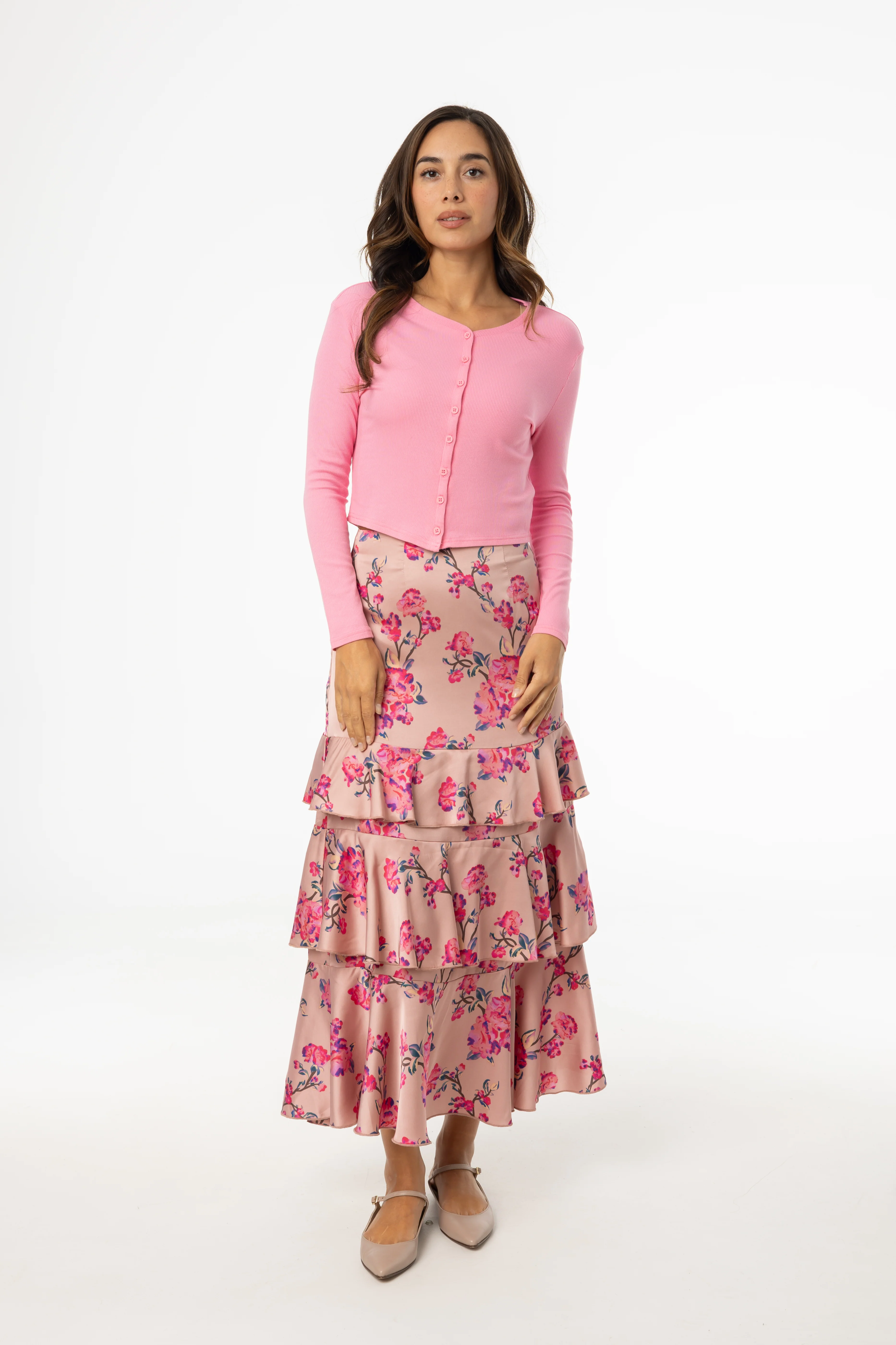 Pink Floral Ruffle Skirt - Image 4