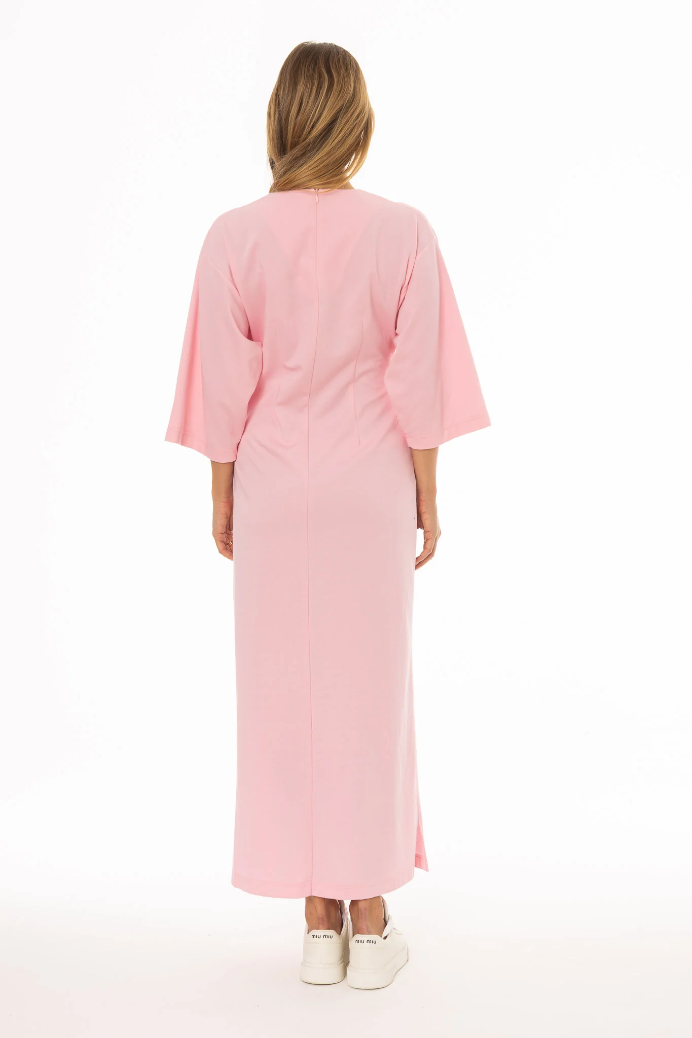 Pink Front Tie Knot Maxi Dress - Image 4