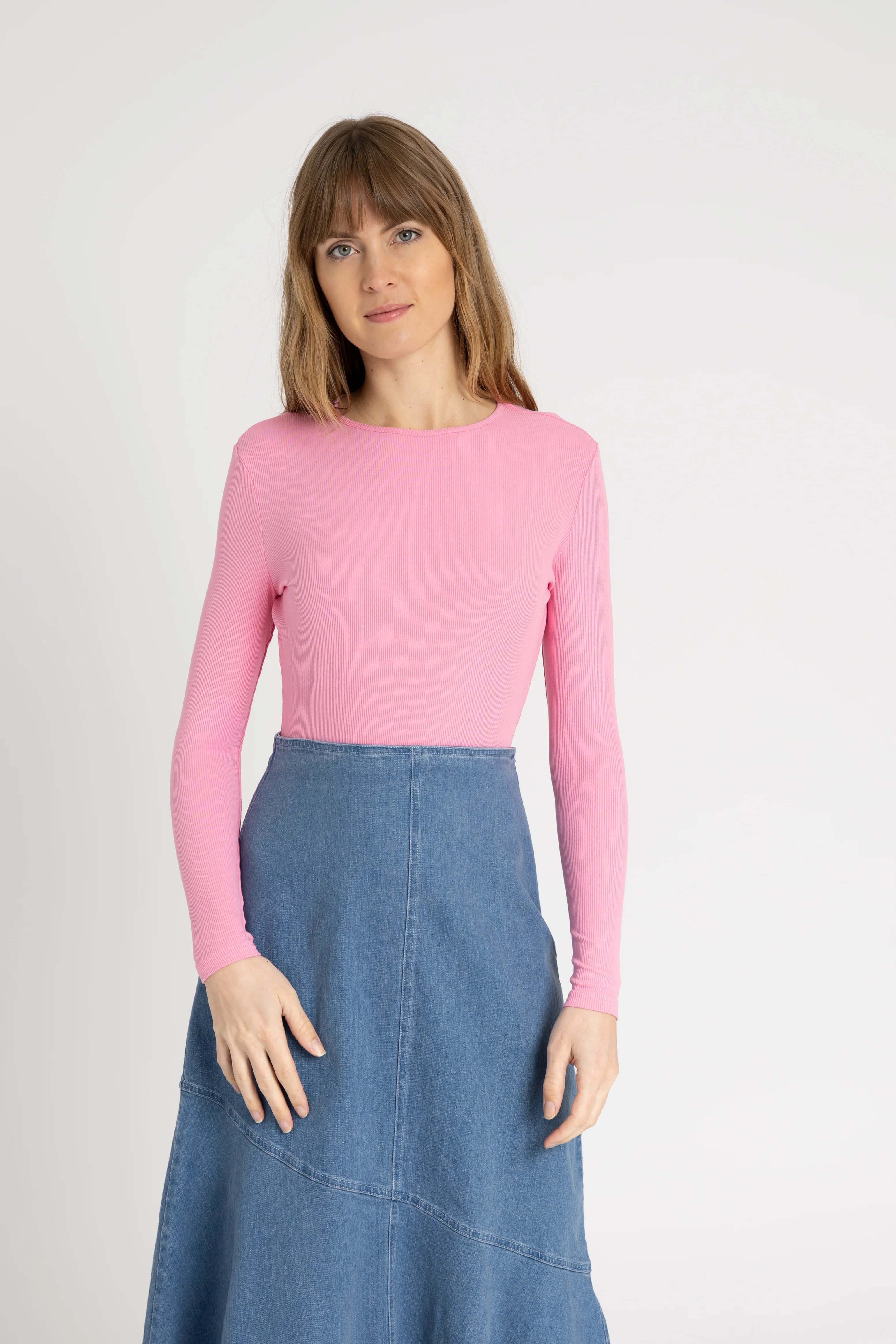 Pink Long Sleeve Ribbed Tee - Image 4