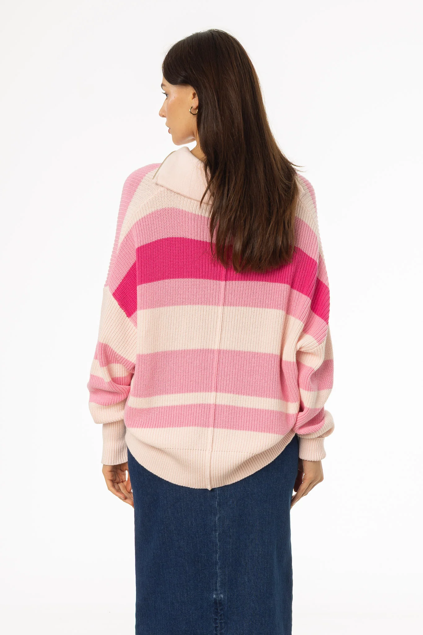 Pink Multi Stripe Collar Sweater - Image 4