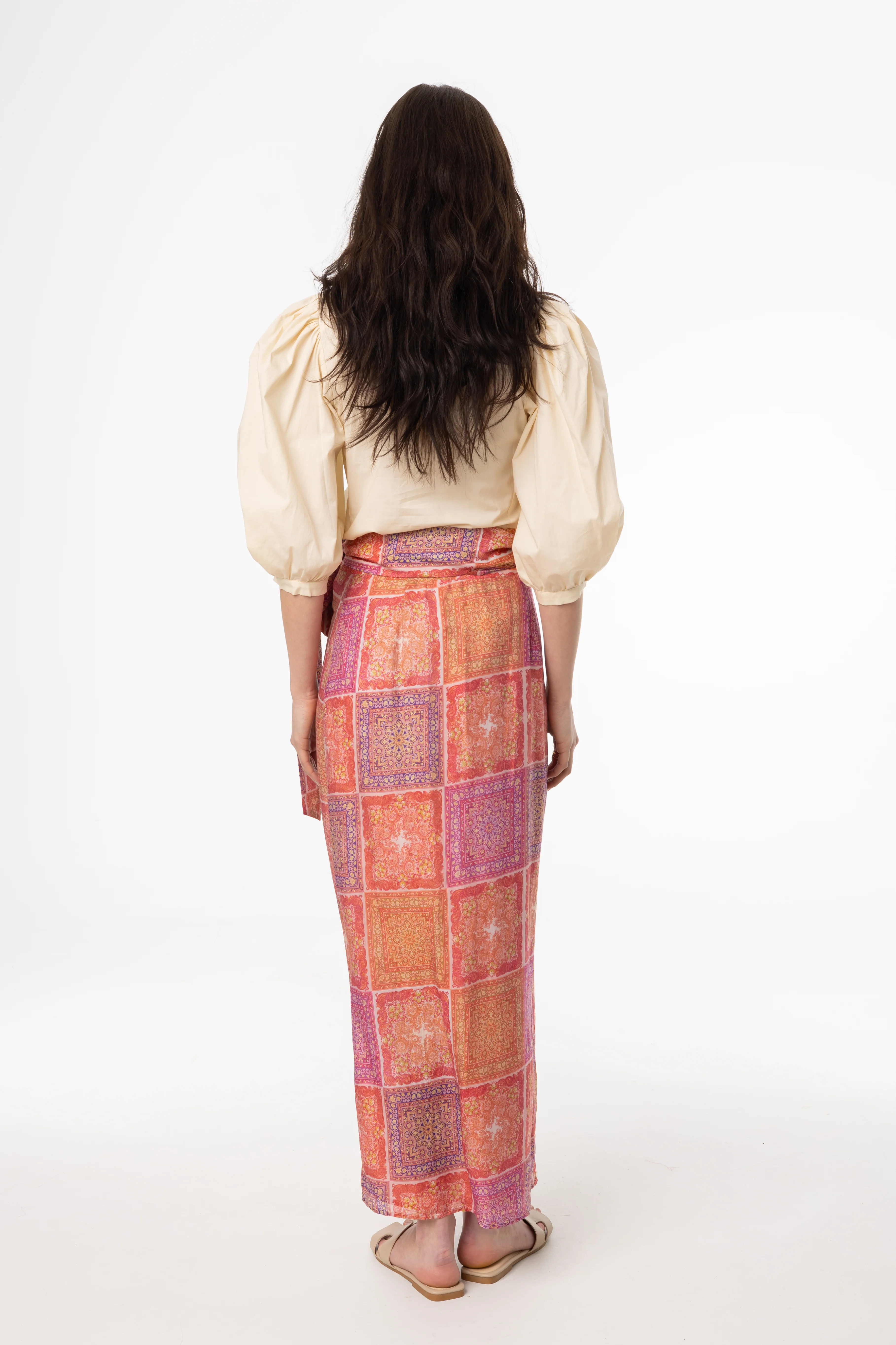 Pink Paisley Printed Wrap Skirt - Image 3