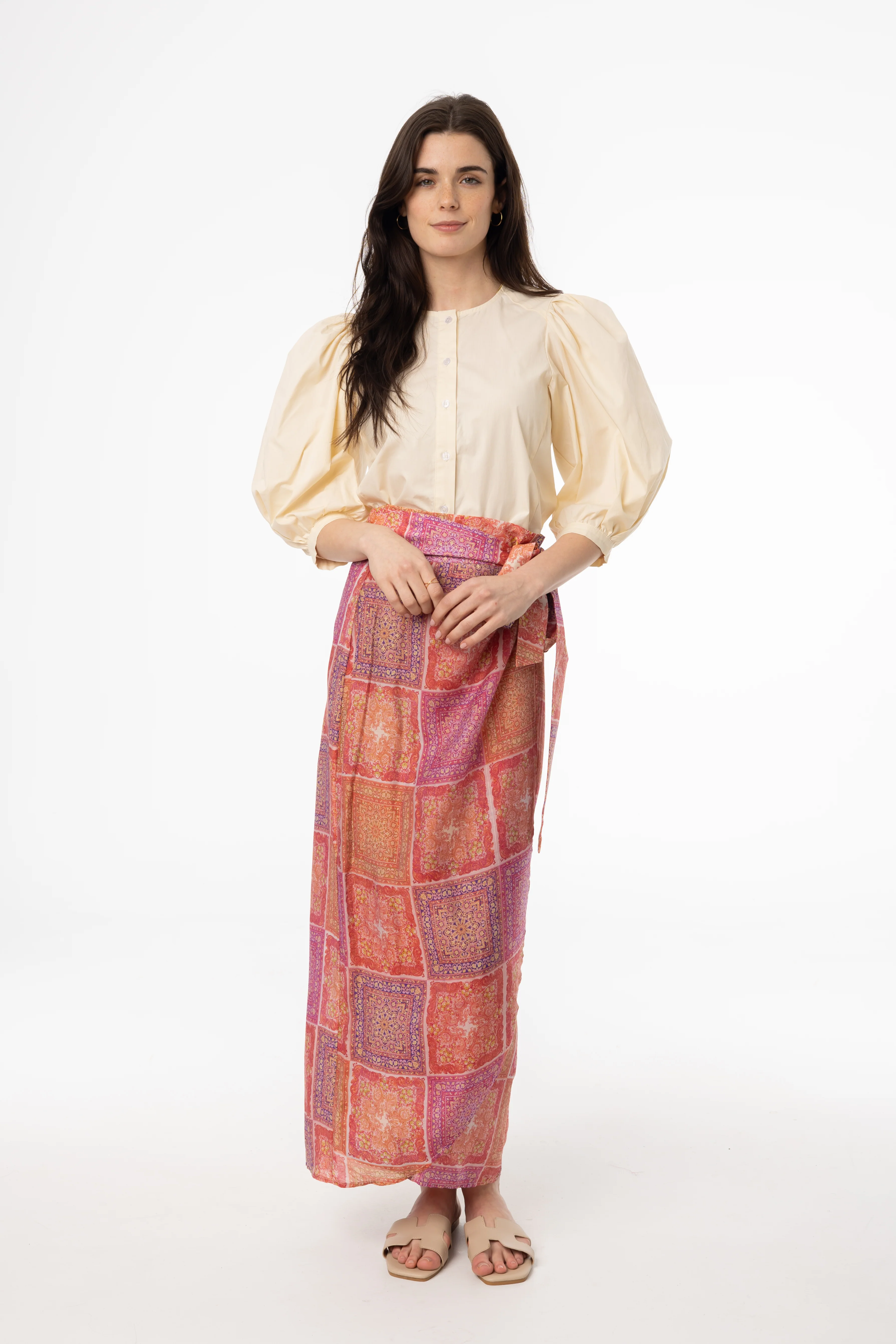 Pink Paisley Printed Wrap Skirt - Image 4