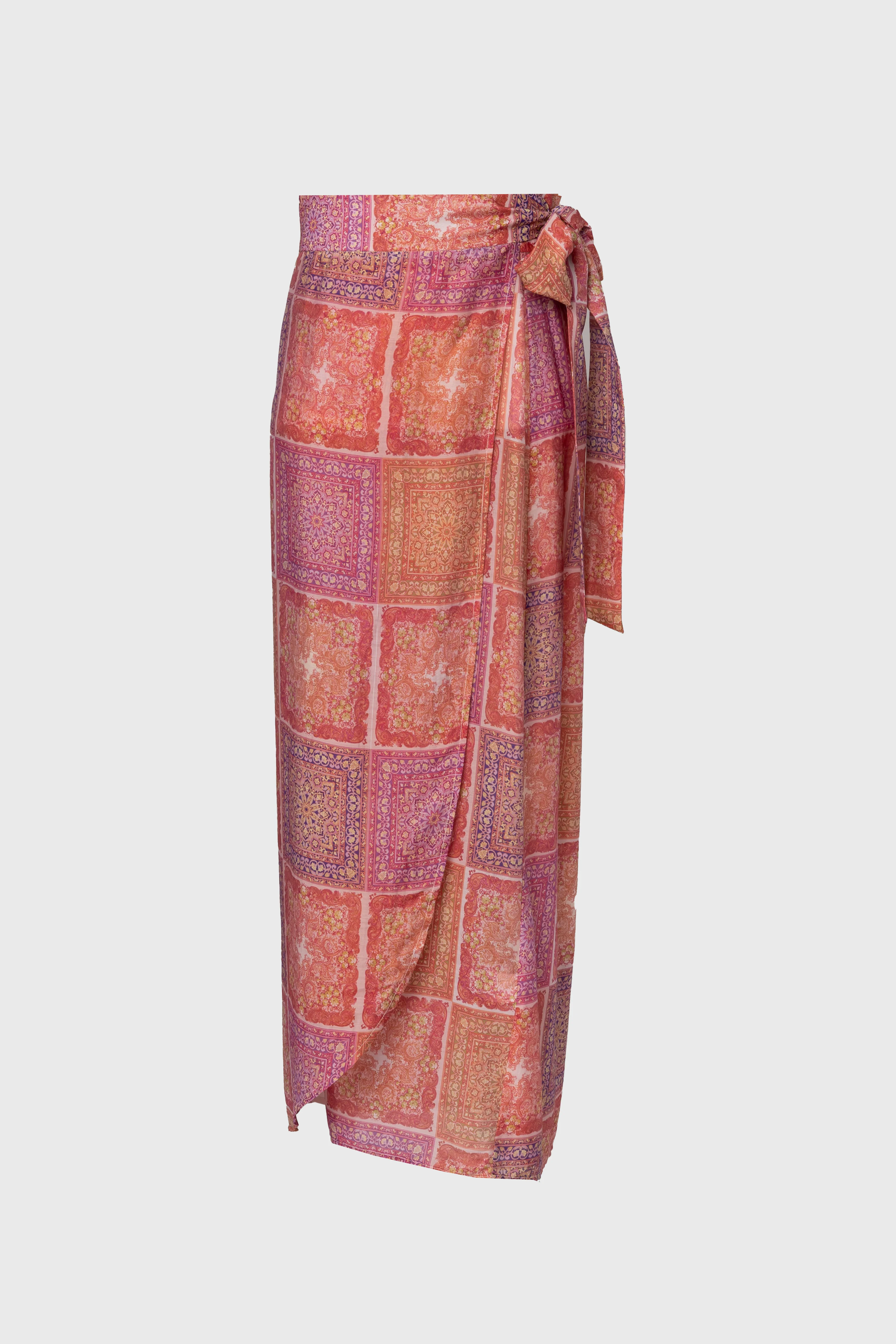 Pink Paisley Printed Wrap Skirt - Image 5