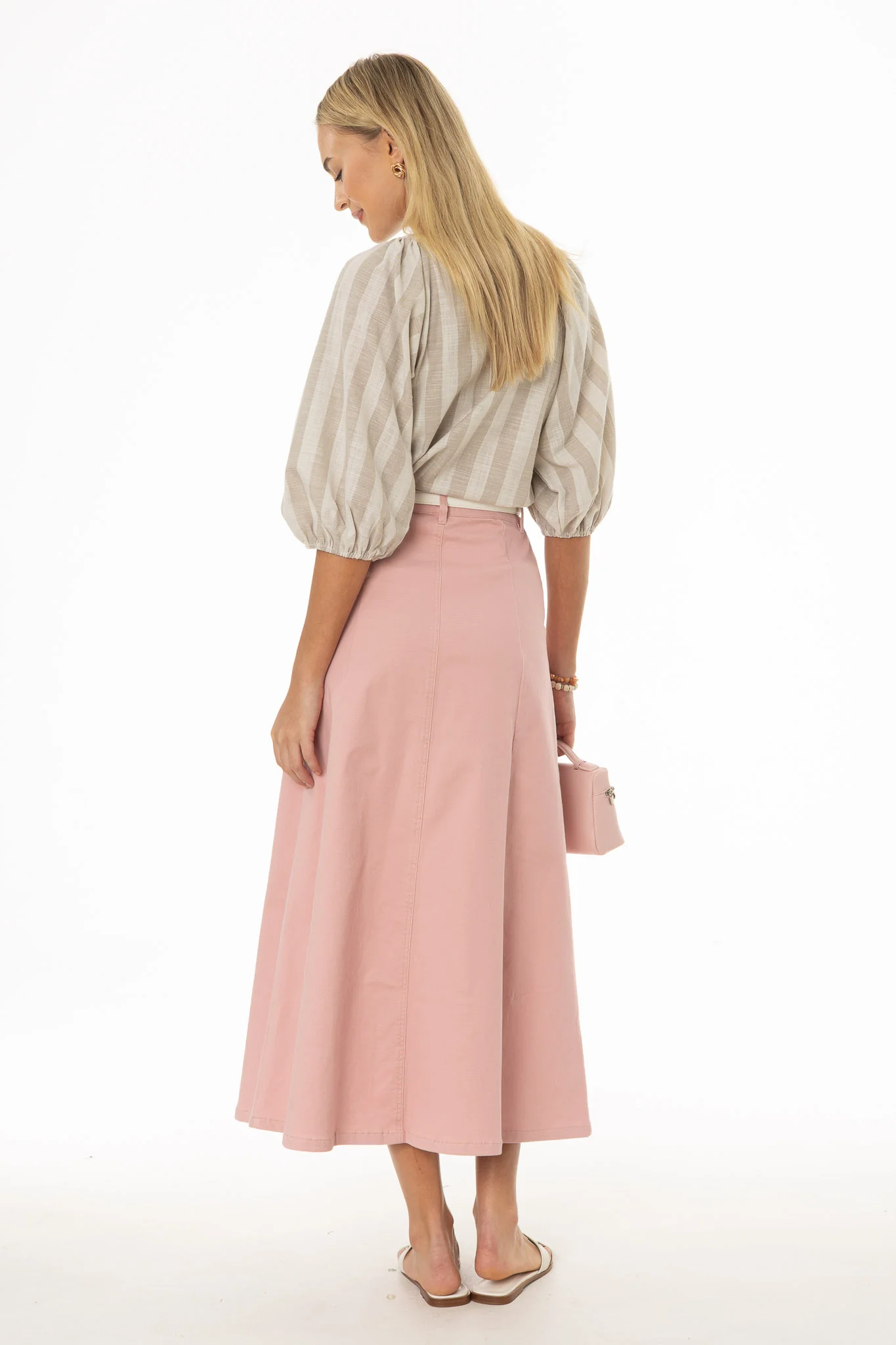 Pink Panel Flare Maxi Skirt - Image 4