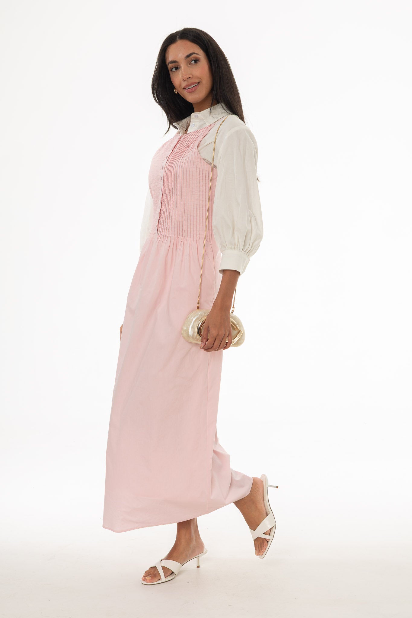 Pink Pintuck Cotton Maxi Jumper - Image 3