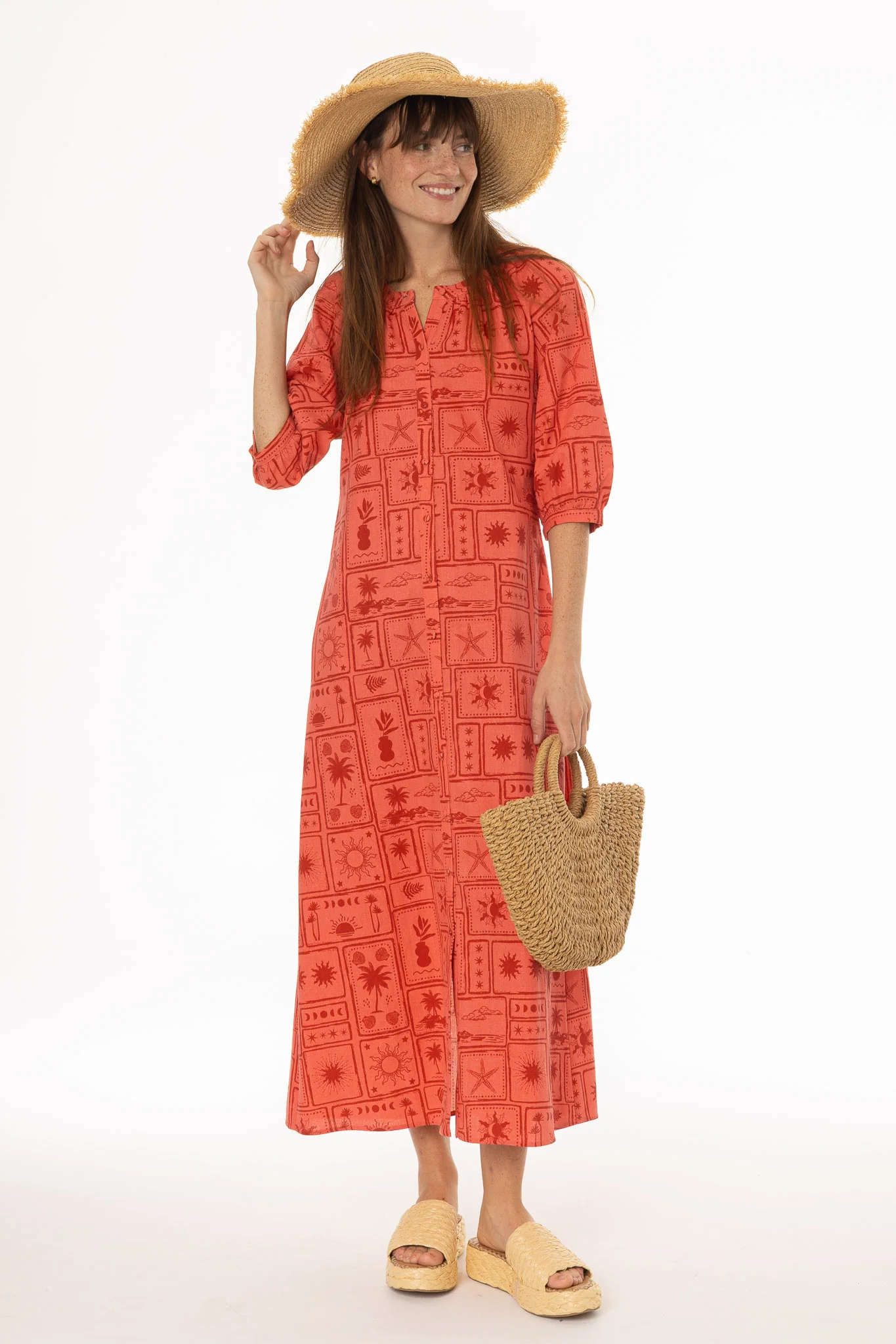 Pink Printed Button Down Maxi Dress - Image 2