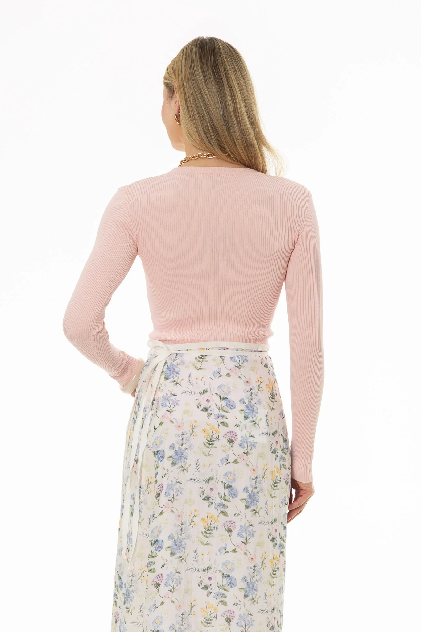 Pink Ribbed Knit Top - Image 4