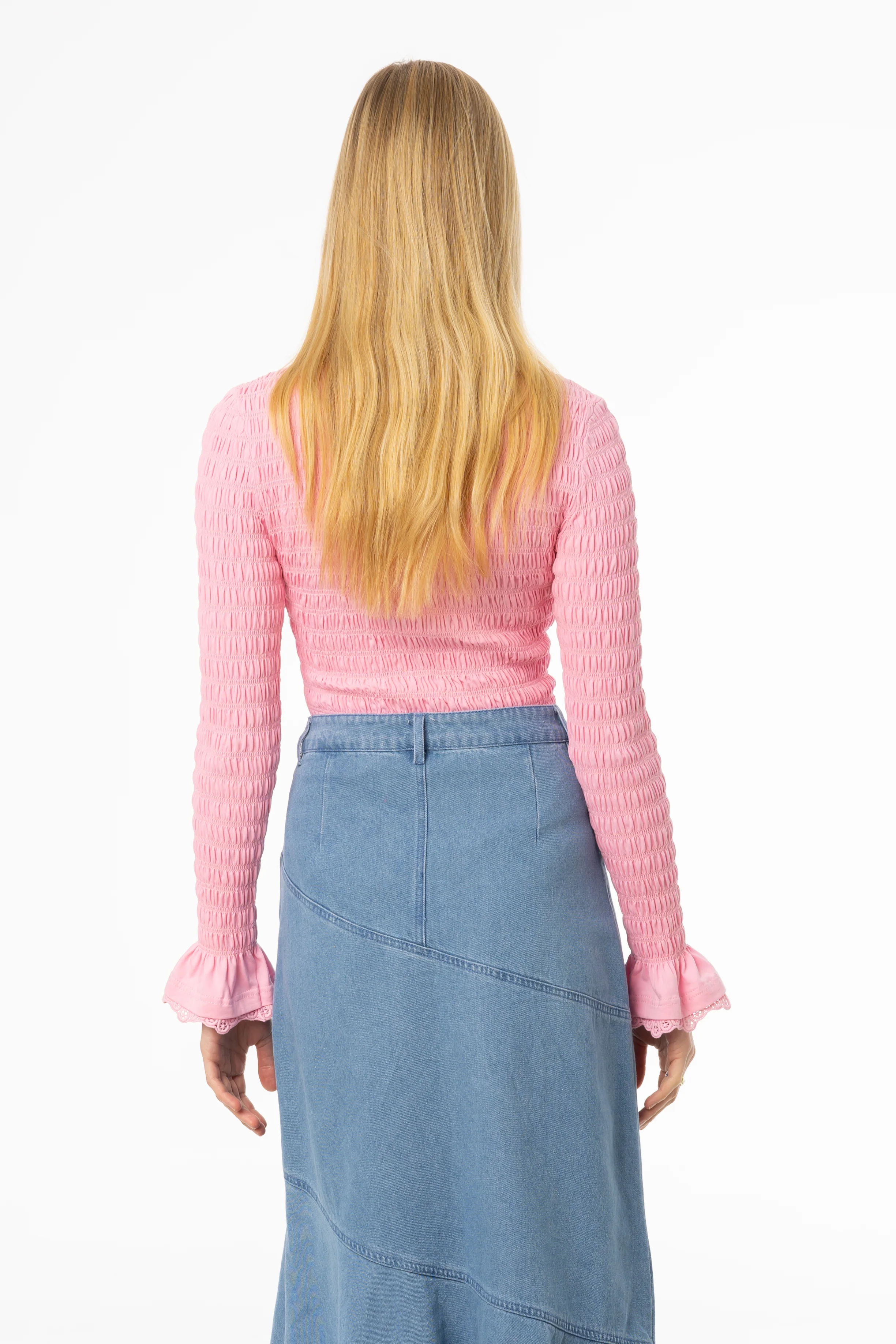 Pink Smocked Ruffle Sleeve T-Shirt - Image 3