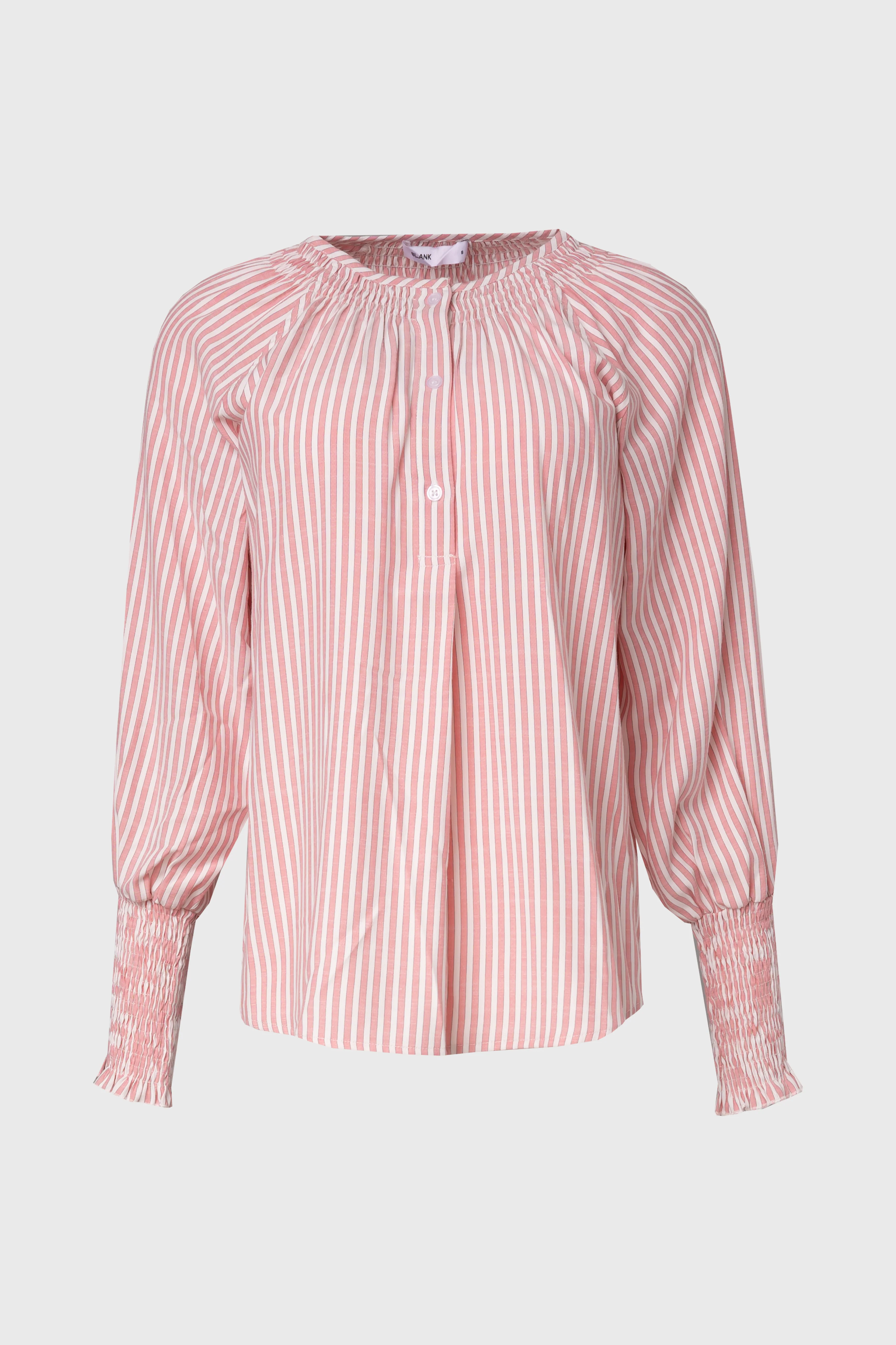 Pink Striped Smocked Raglan Sleeve Shirt - Image 5