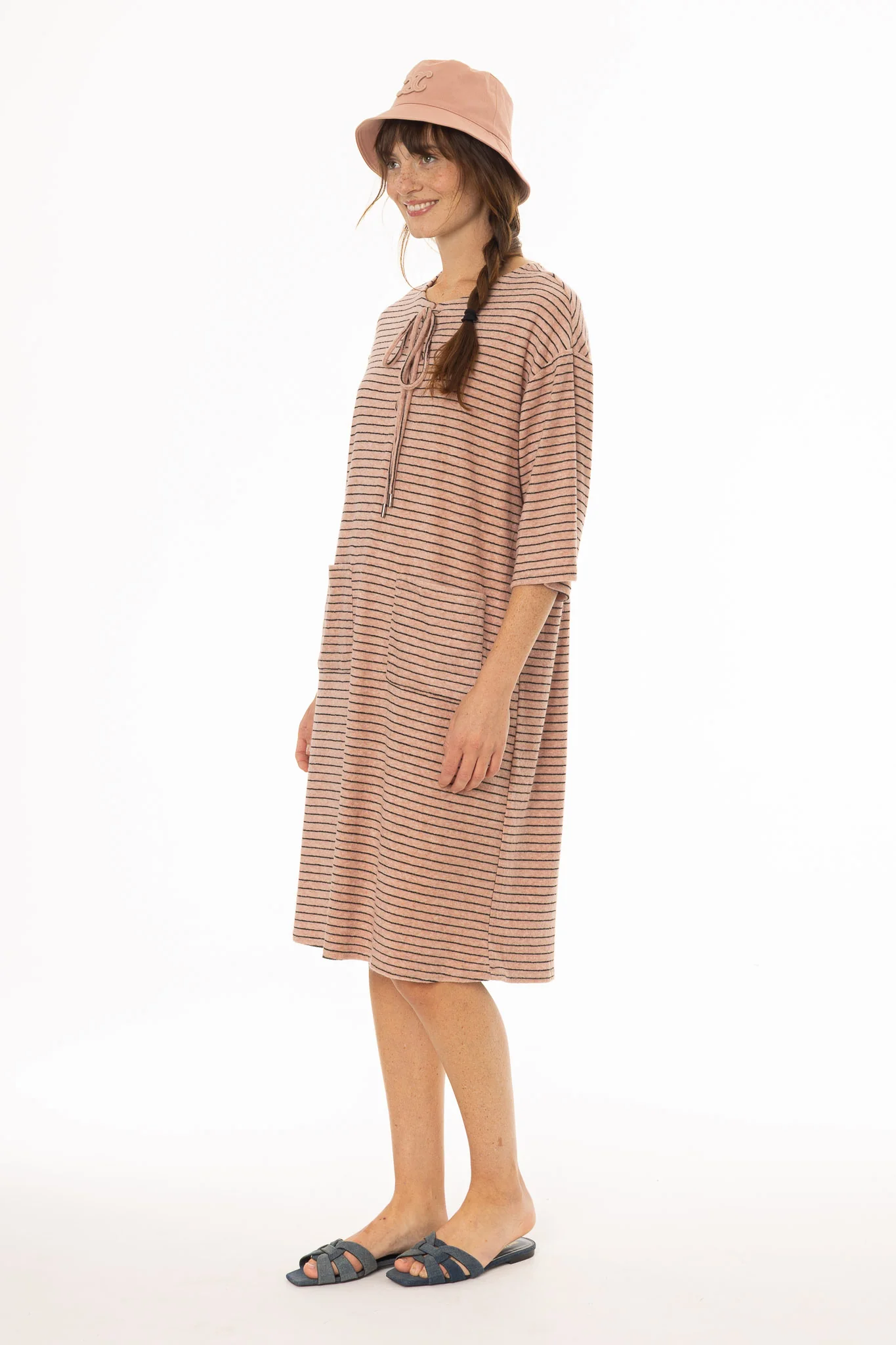 Pink Striped Terry Dress - Image 3