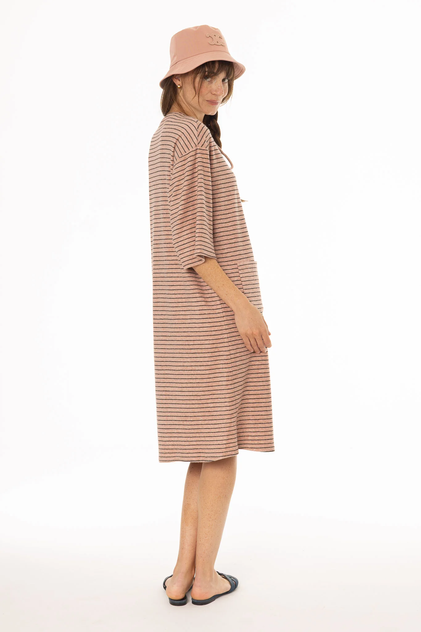 Pink Striped Terry Dress - Image 4