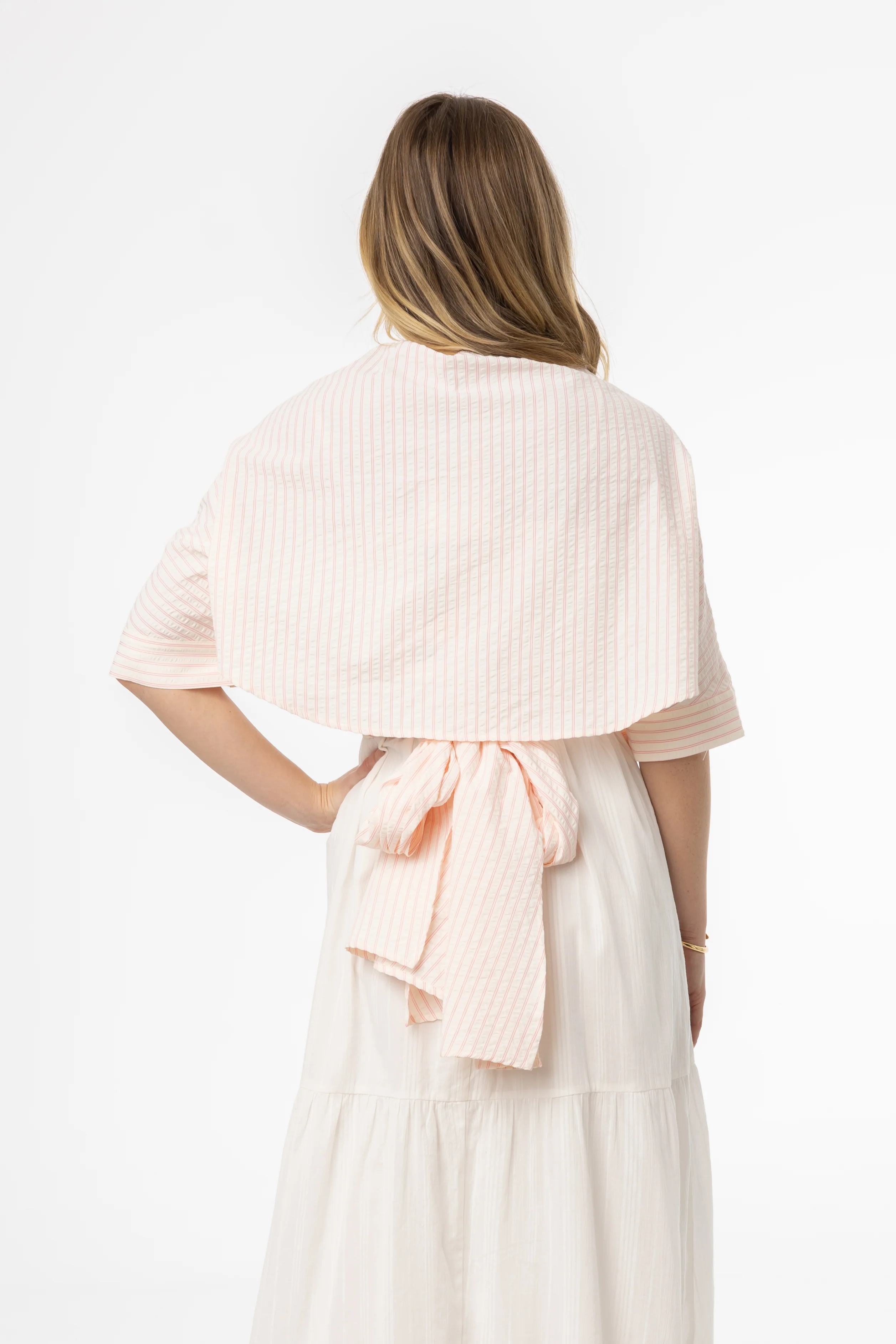 Pink Striped Wrap Blouse - Image 3