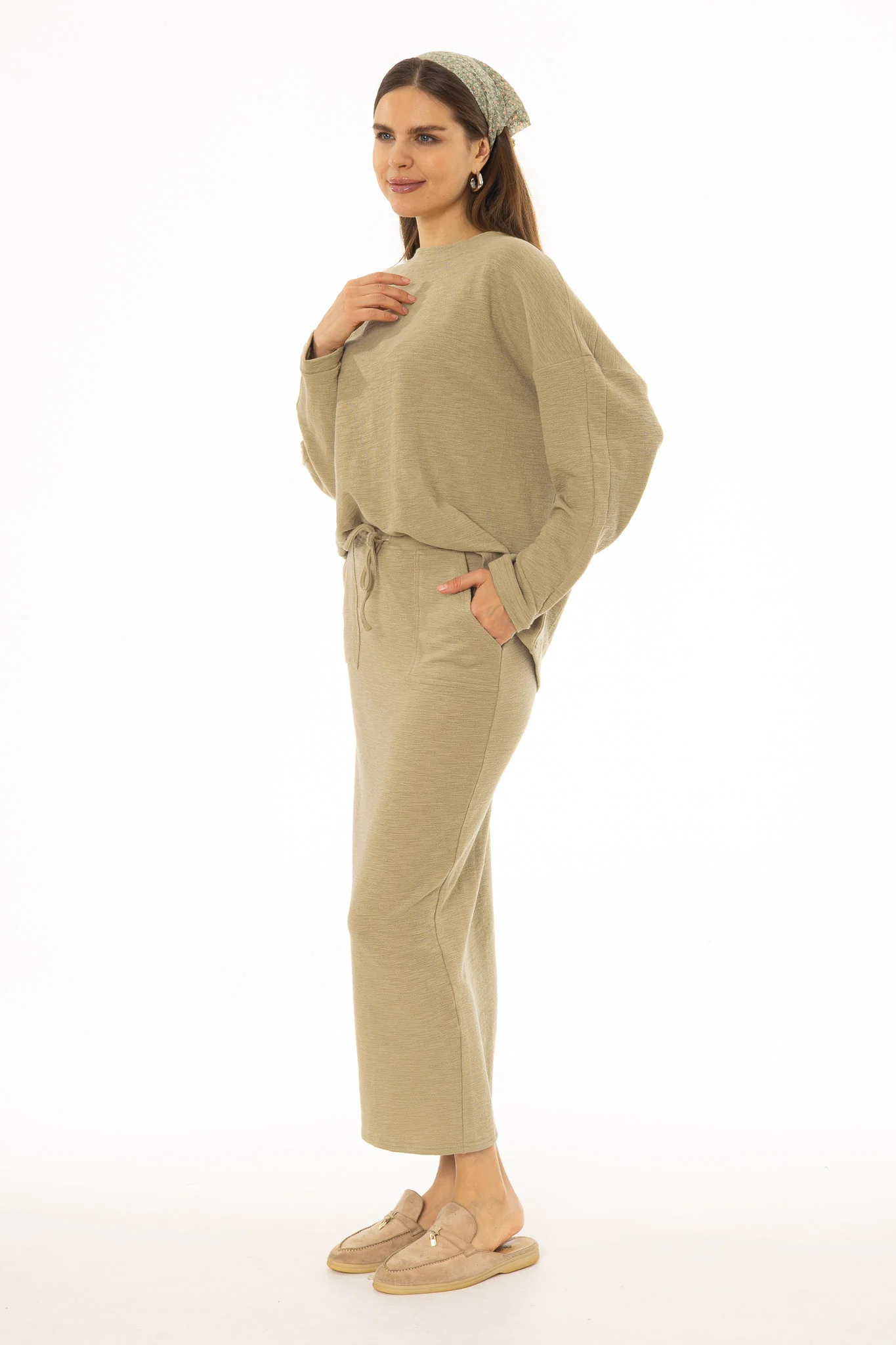Sage Drawstring Skirt Legging - Image 3