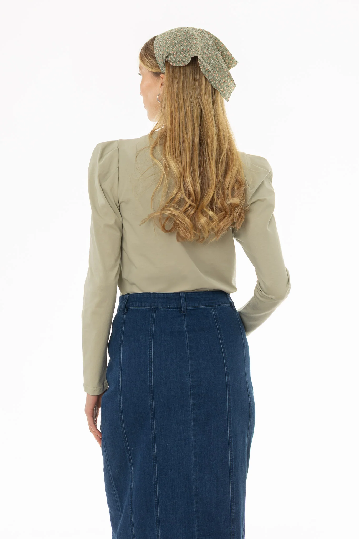 Sage Gathered Shoulder T-Shirt - Image 4