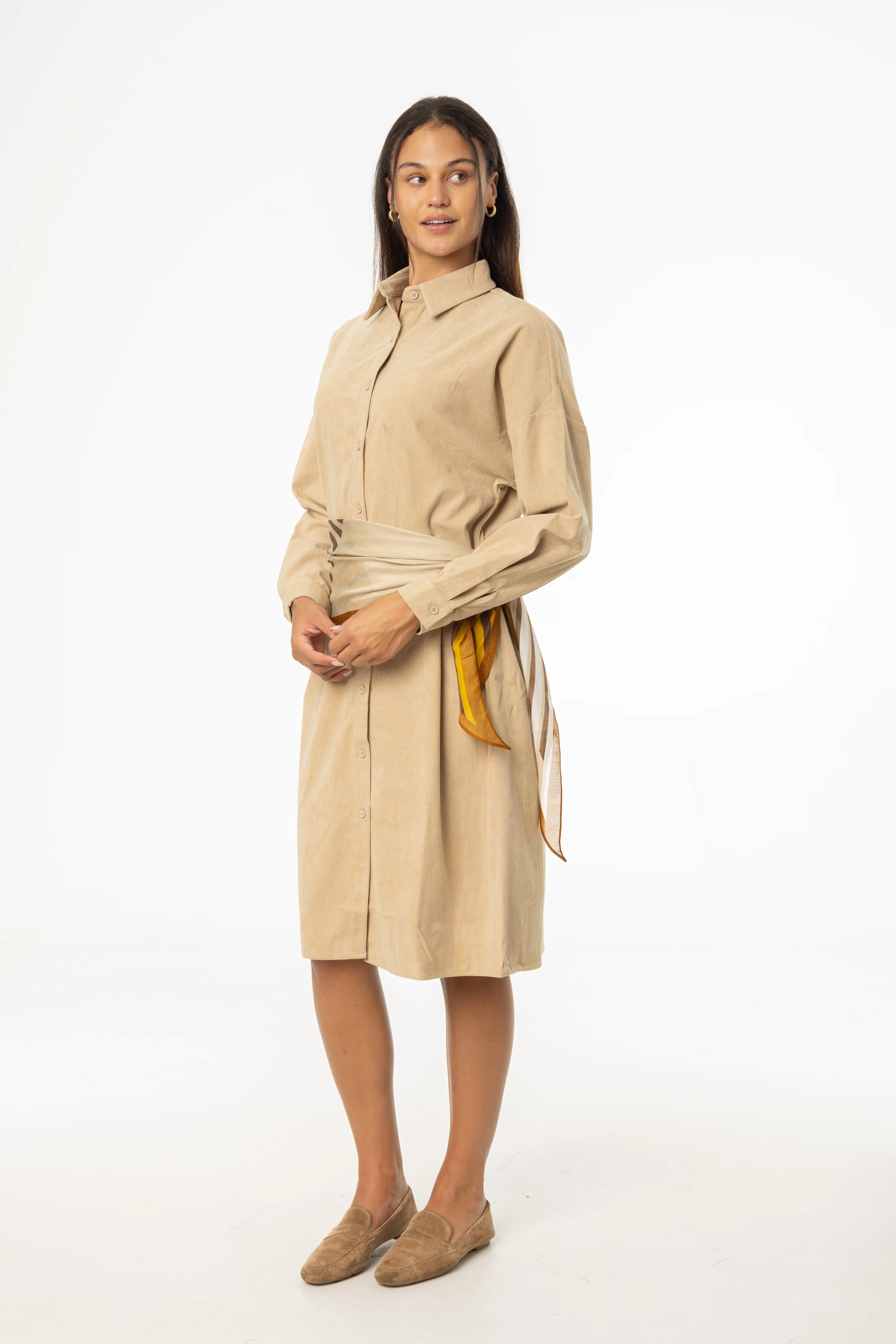 Sand Corduroy Shirt Dress - Image 2