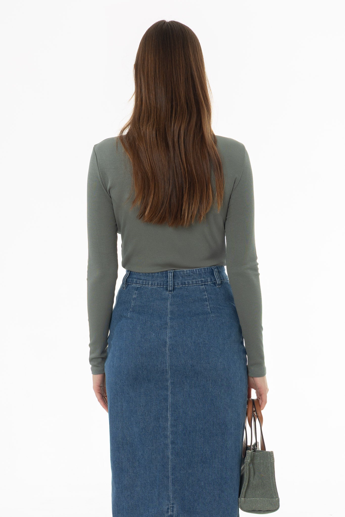 Seafoam Ribbed Faux Wrap T-Shirt - Image 4