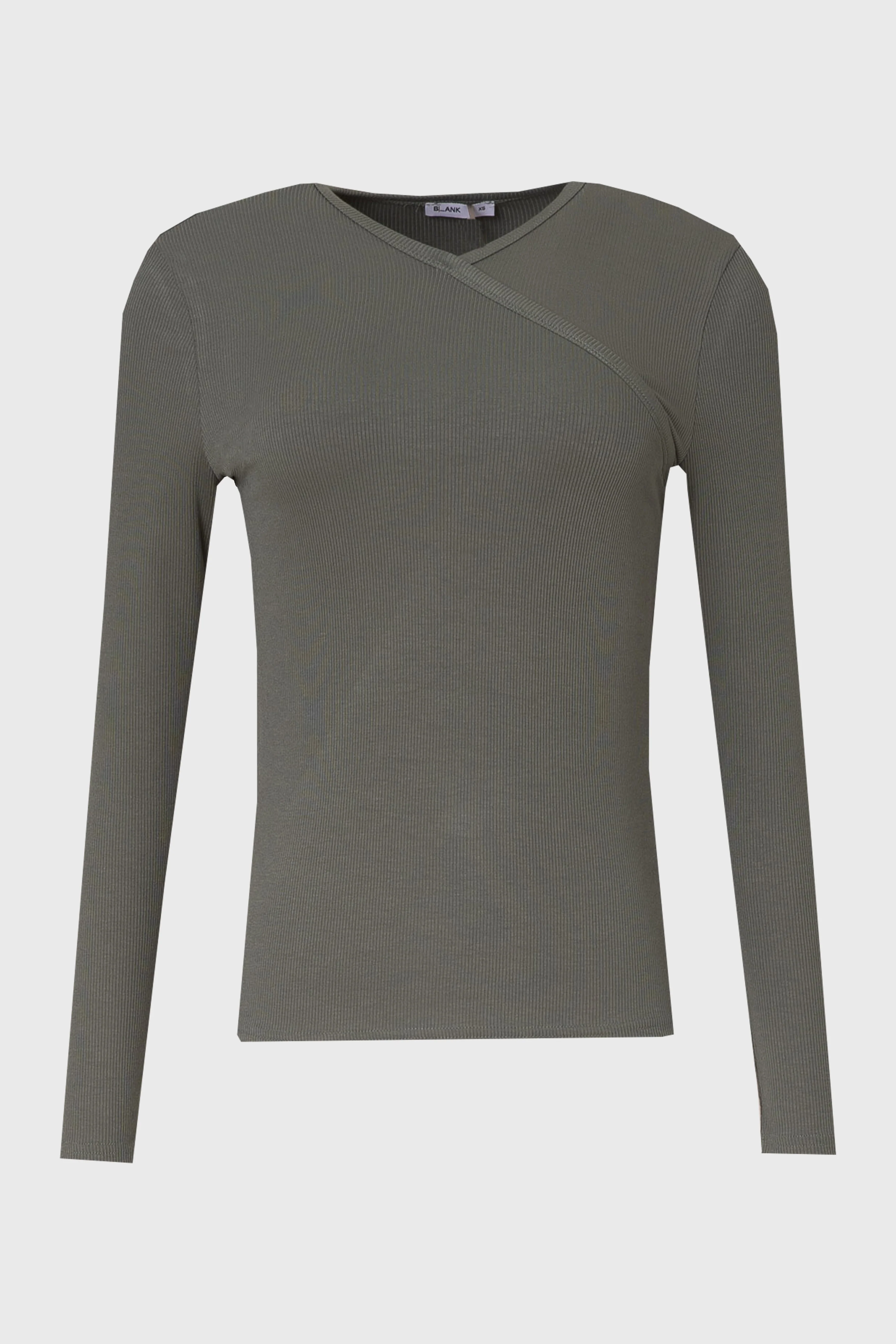 Seafoam Ribbed Faux Wrap T-Shirt - Image 6