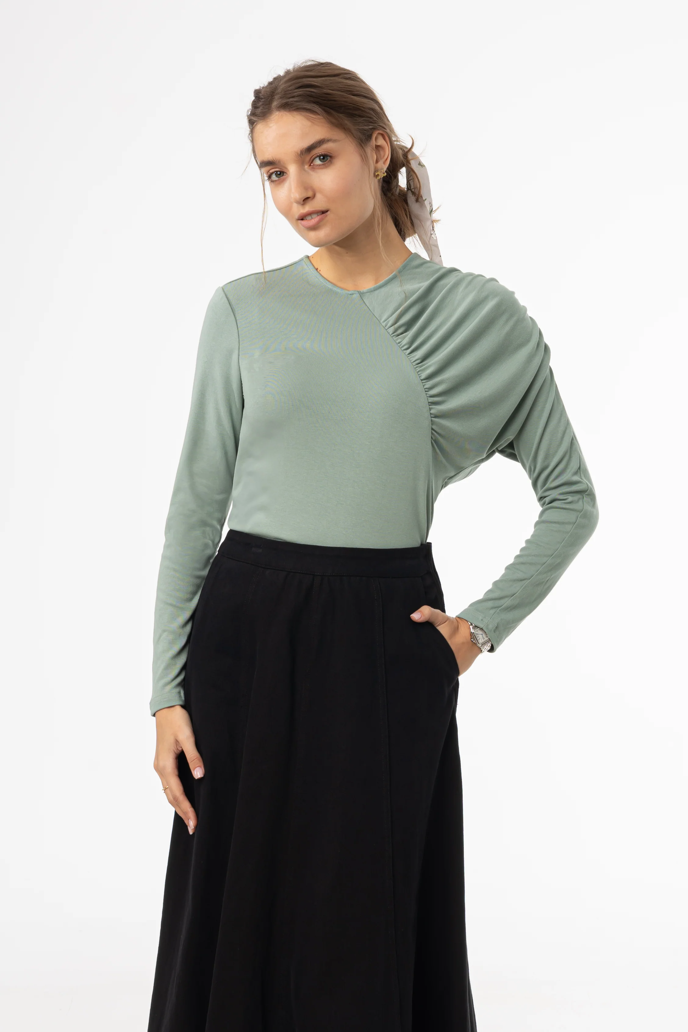 Seafoam Side Ruched Top