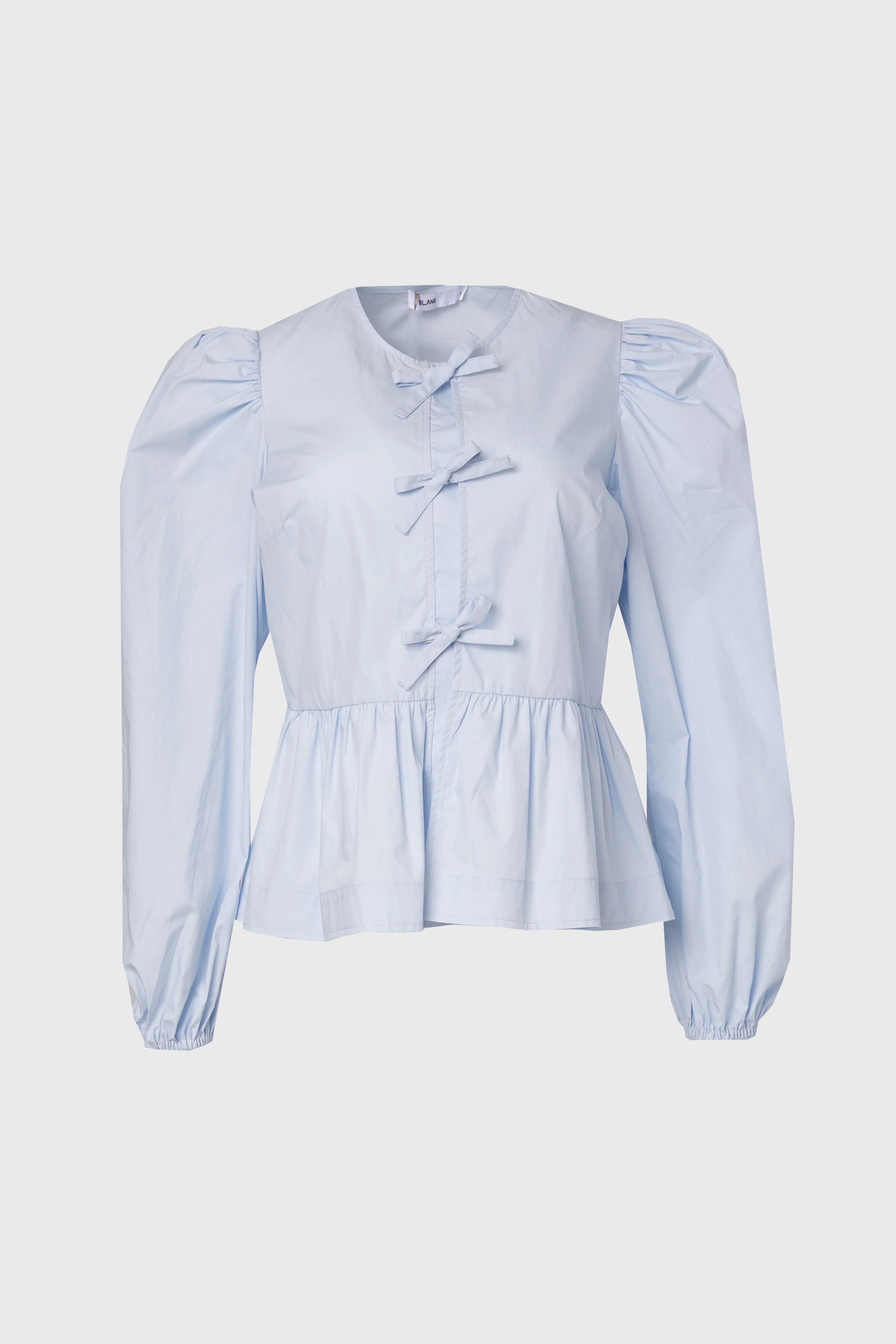 Sky Blue Cotton Bow Blouse - Image 5
