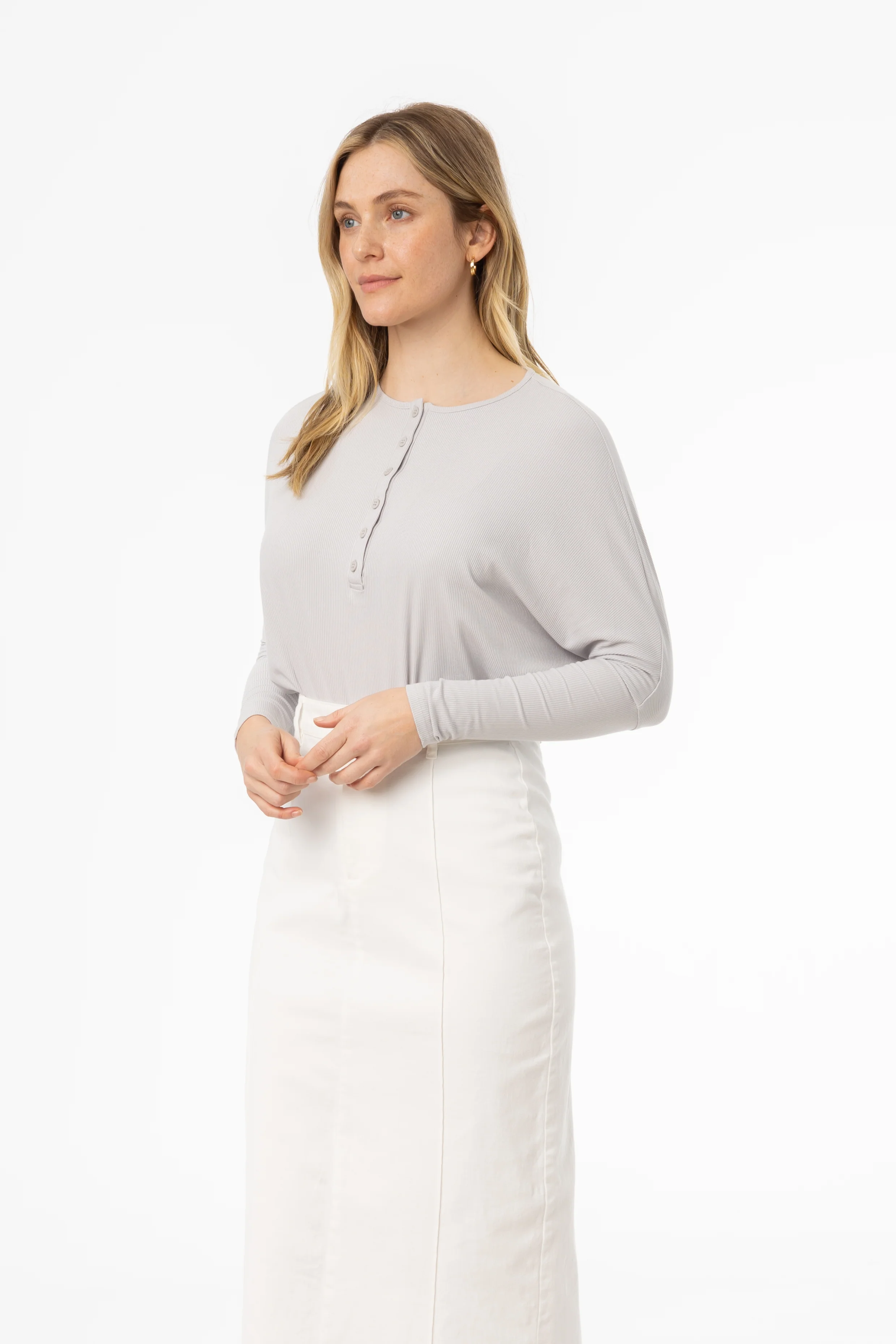 Slate Henley Dolman T-Shirt - Image 2