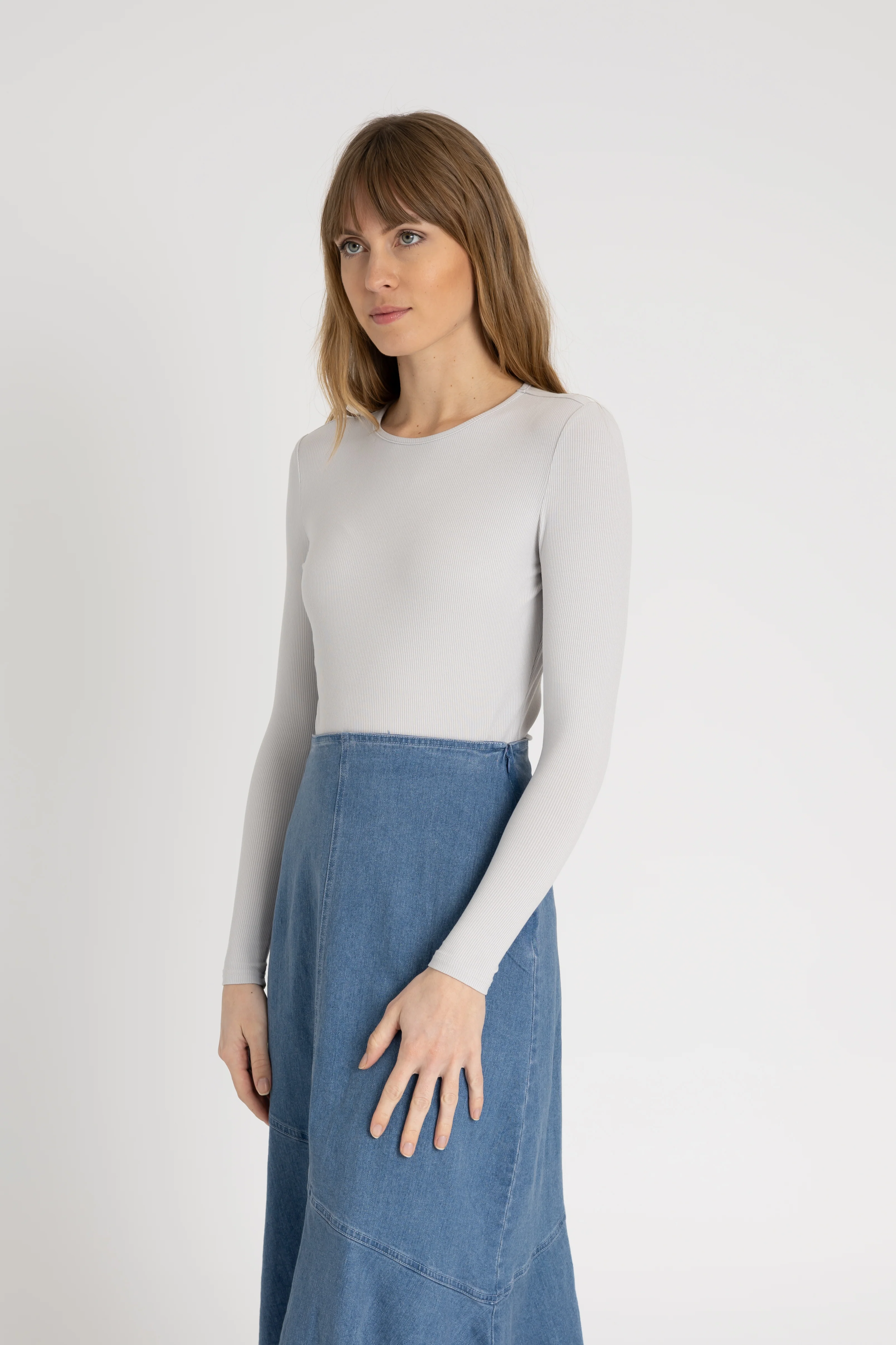 Slate Long Sleeve Ribbed Tee - Image 2